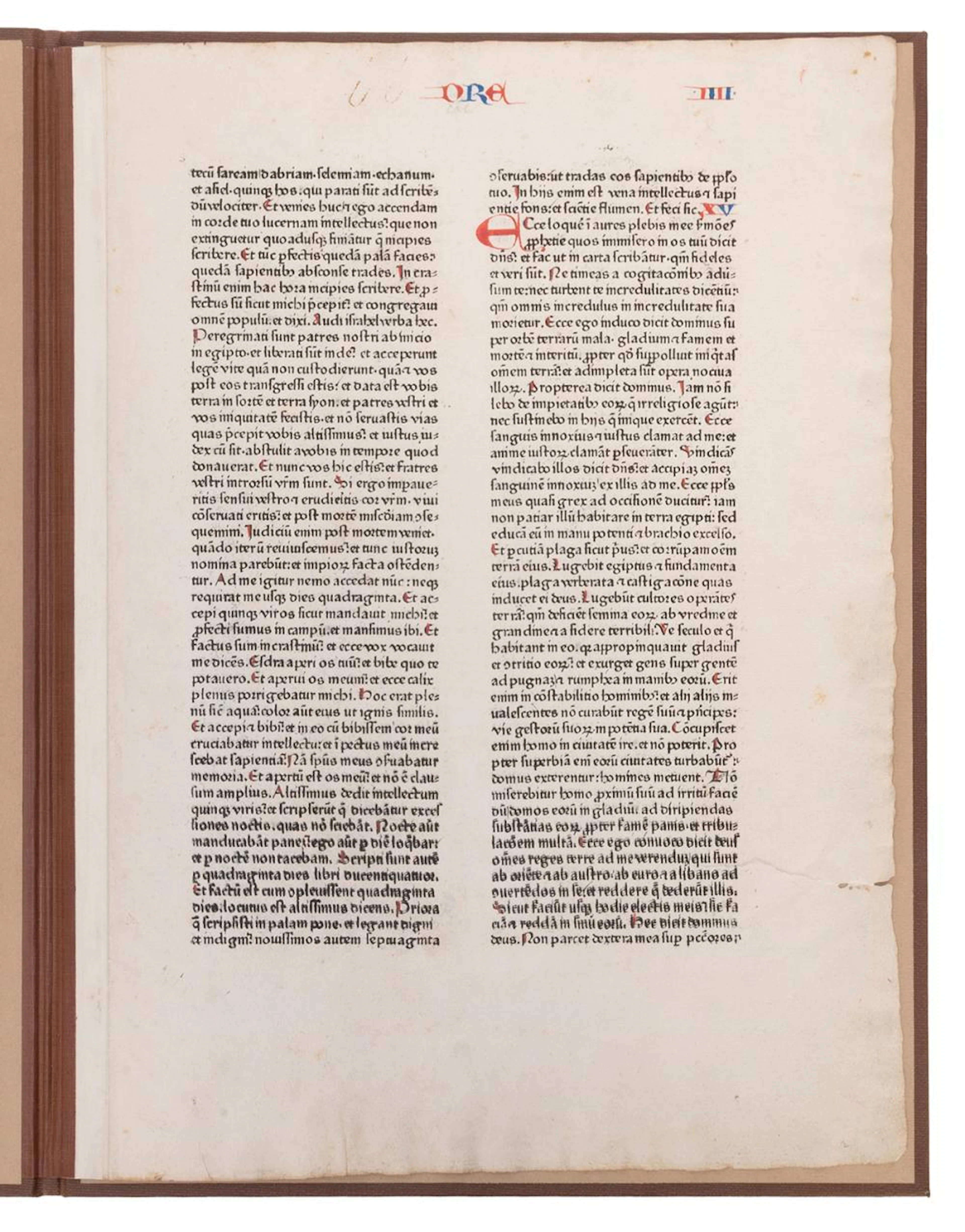 [BIBLIA LATINA]. Fust and Schoffer 48-line Bible Leaf. [Mai...