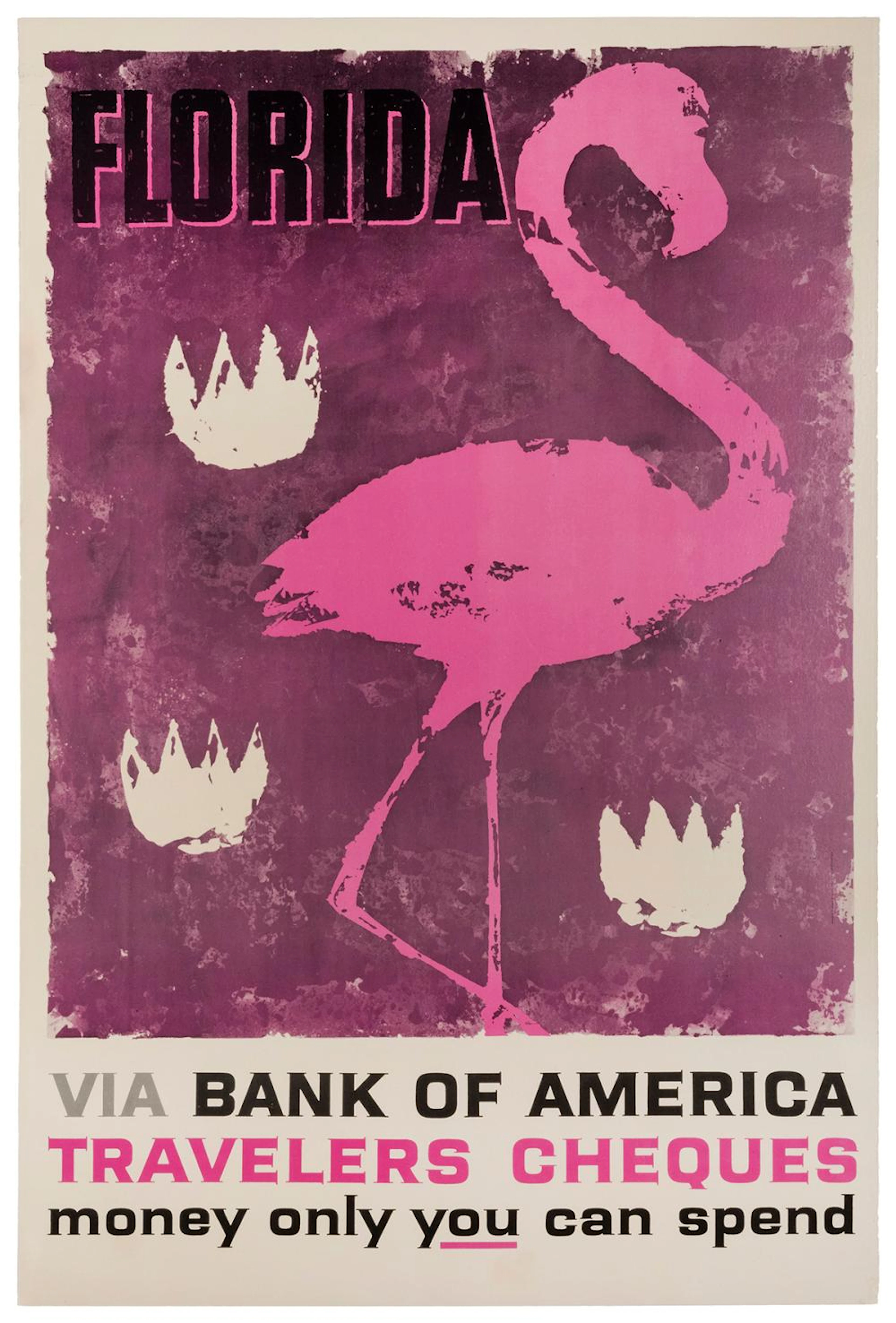 Florida via Bank of America. 1950s/60s. Lithograph travel p...