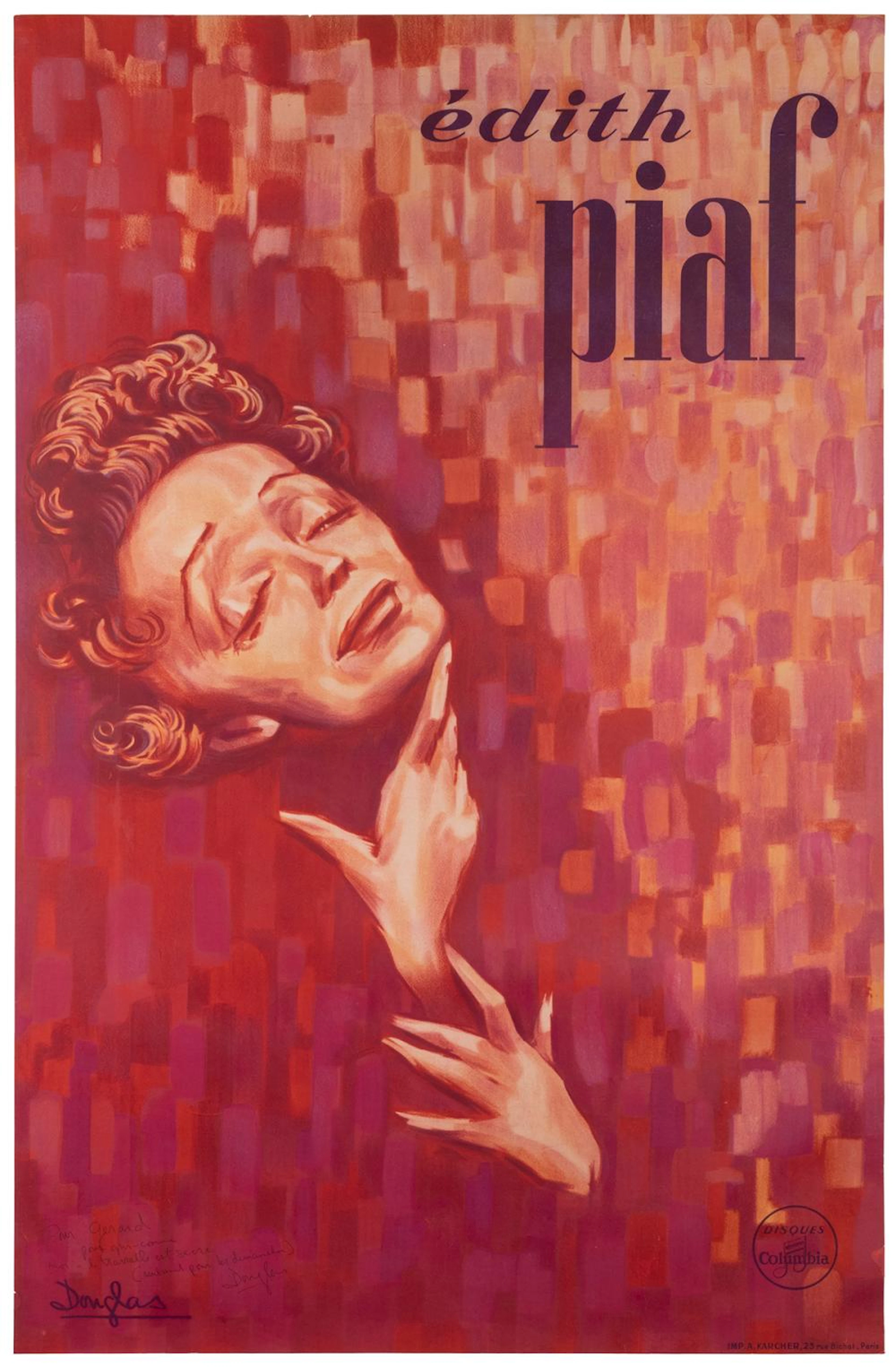 DOUGLAS, John. Edith Piaf. Paris: A. Karcher, ca. 1950. Col...
