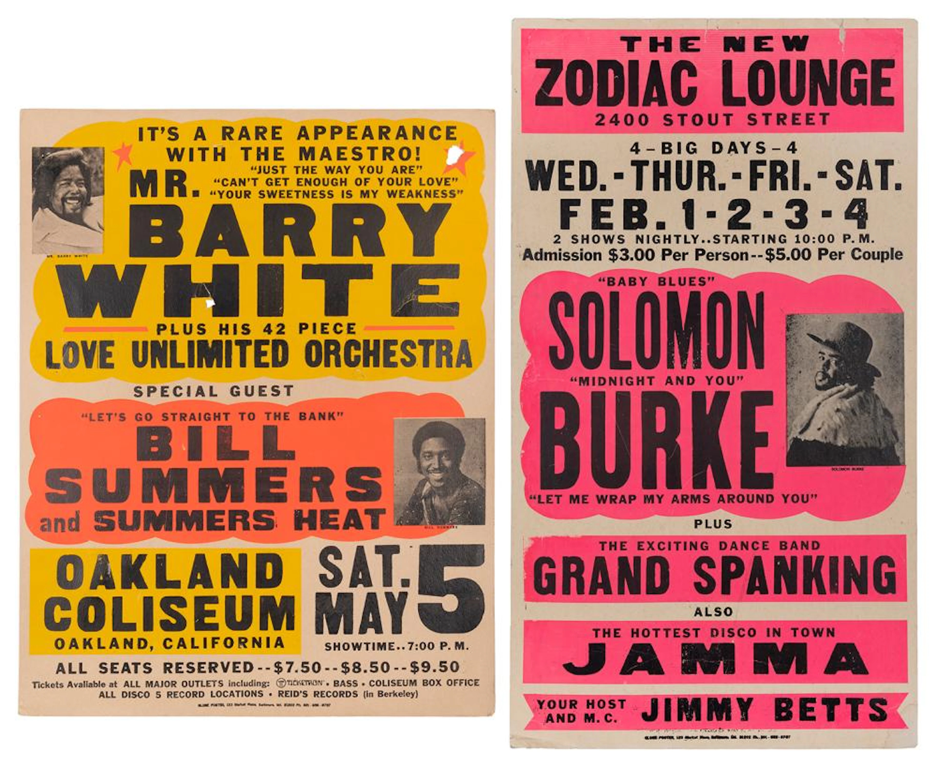 Barry White and Solomon Burke Concert Posters. Circa 1970s....