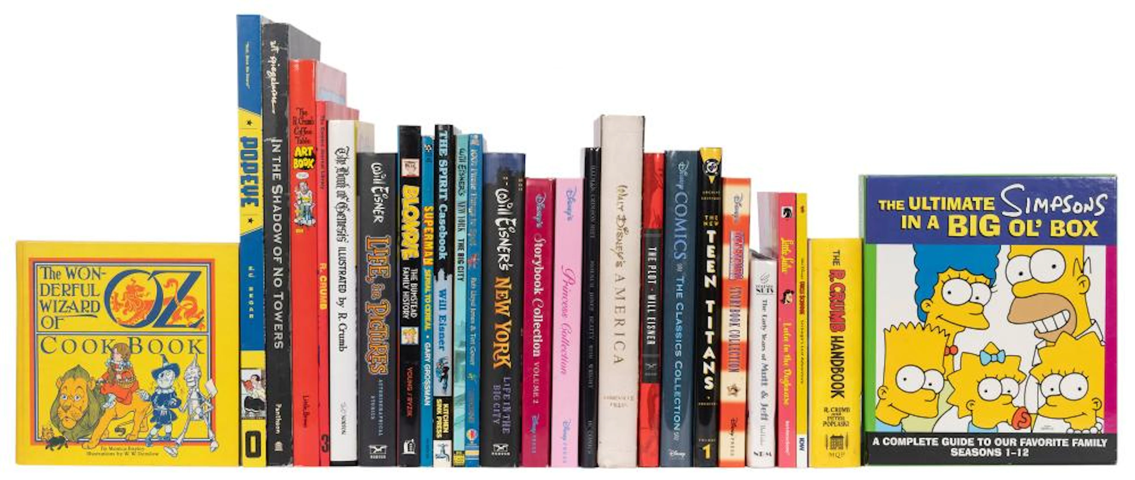 [COMICS]. Group of 30 Comics and Cartoon Volumes. Shelf of ...