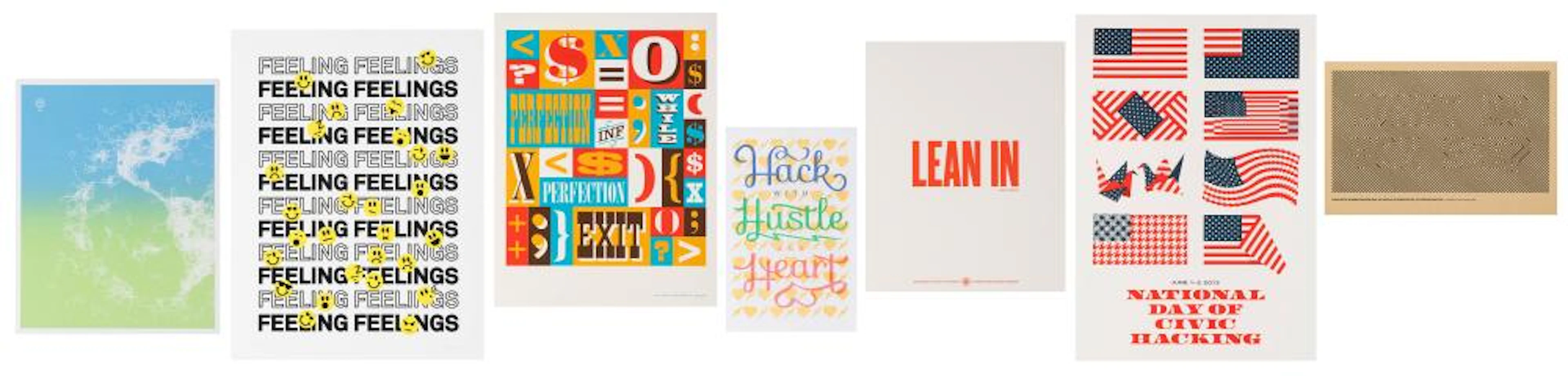 Lot of 7 Facebook Motivational Posters. 2010s. Seven intern...