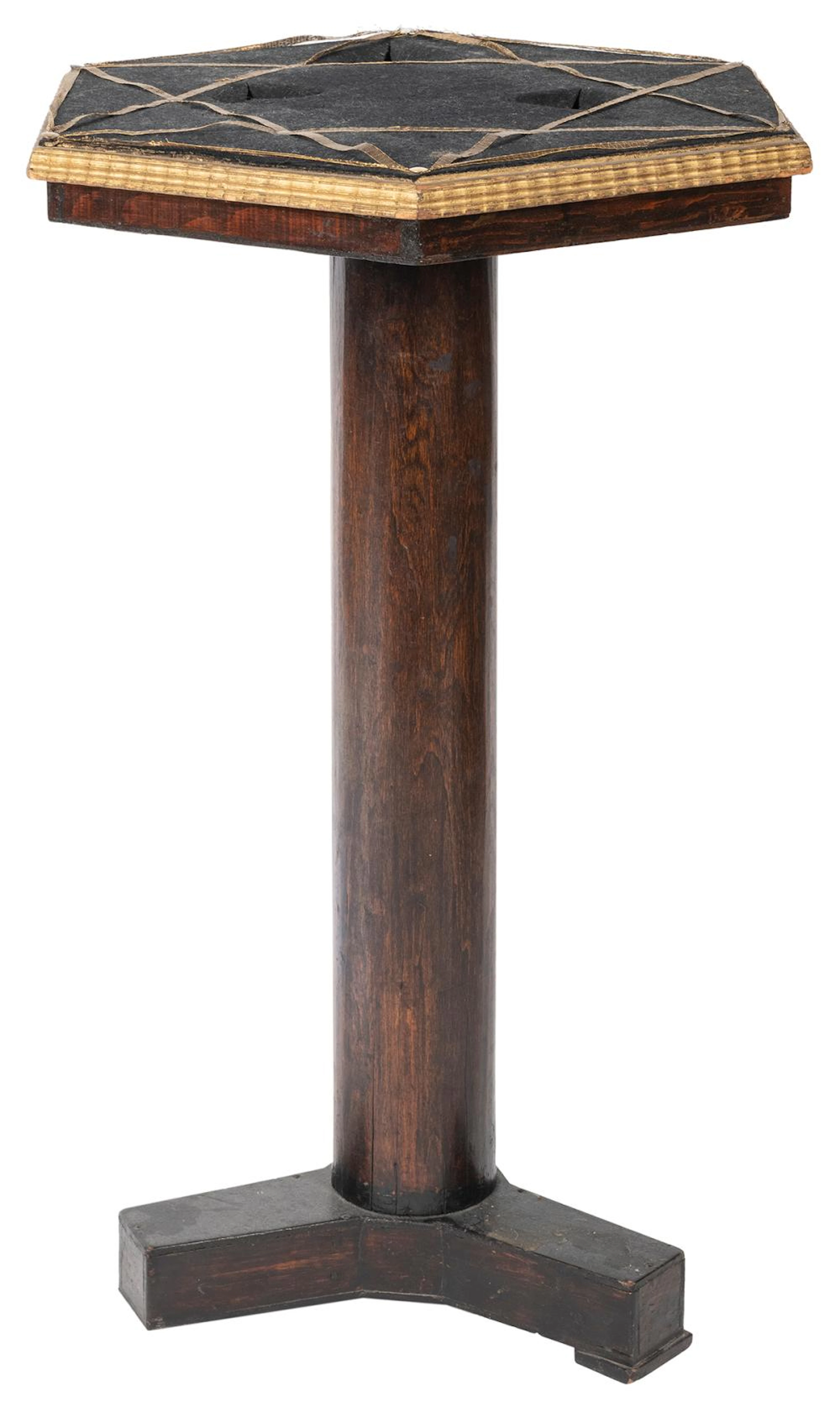 FLOATING TABLE. CIRCA 1900. WOODEN SIDE TABLE WITH HEXAGONA...