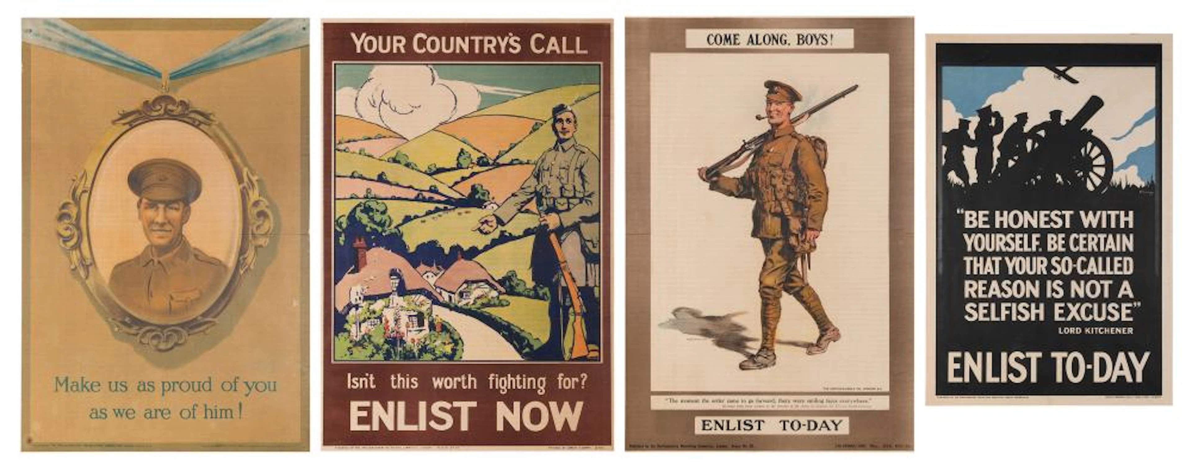 [WORLD WAR I] Lot of 4 British recruitment posters. Lithogr...