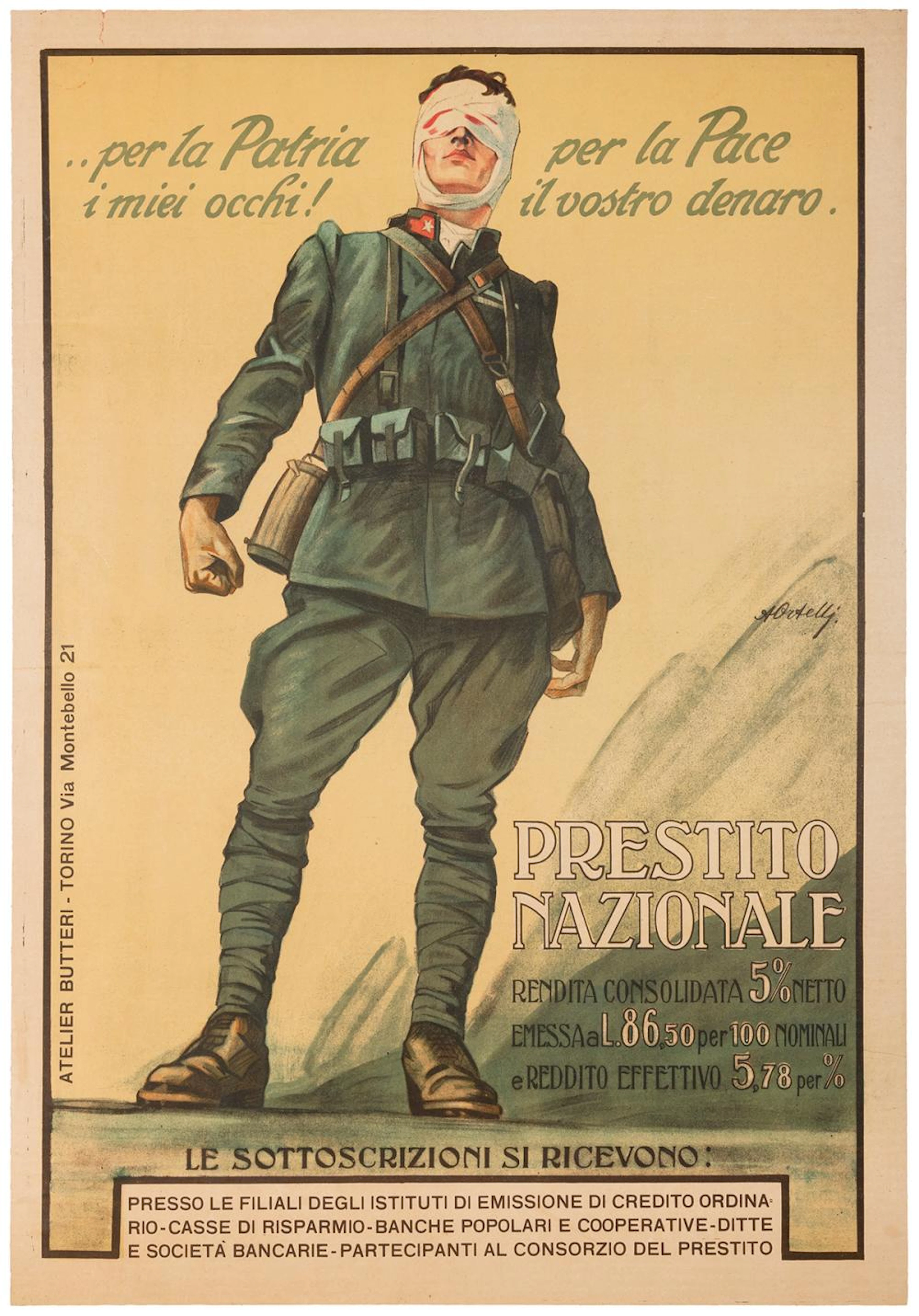 ORTELLI, Alfredo (1889-1963). Per la Patria i miei occhi! P...
