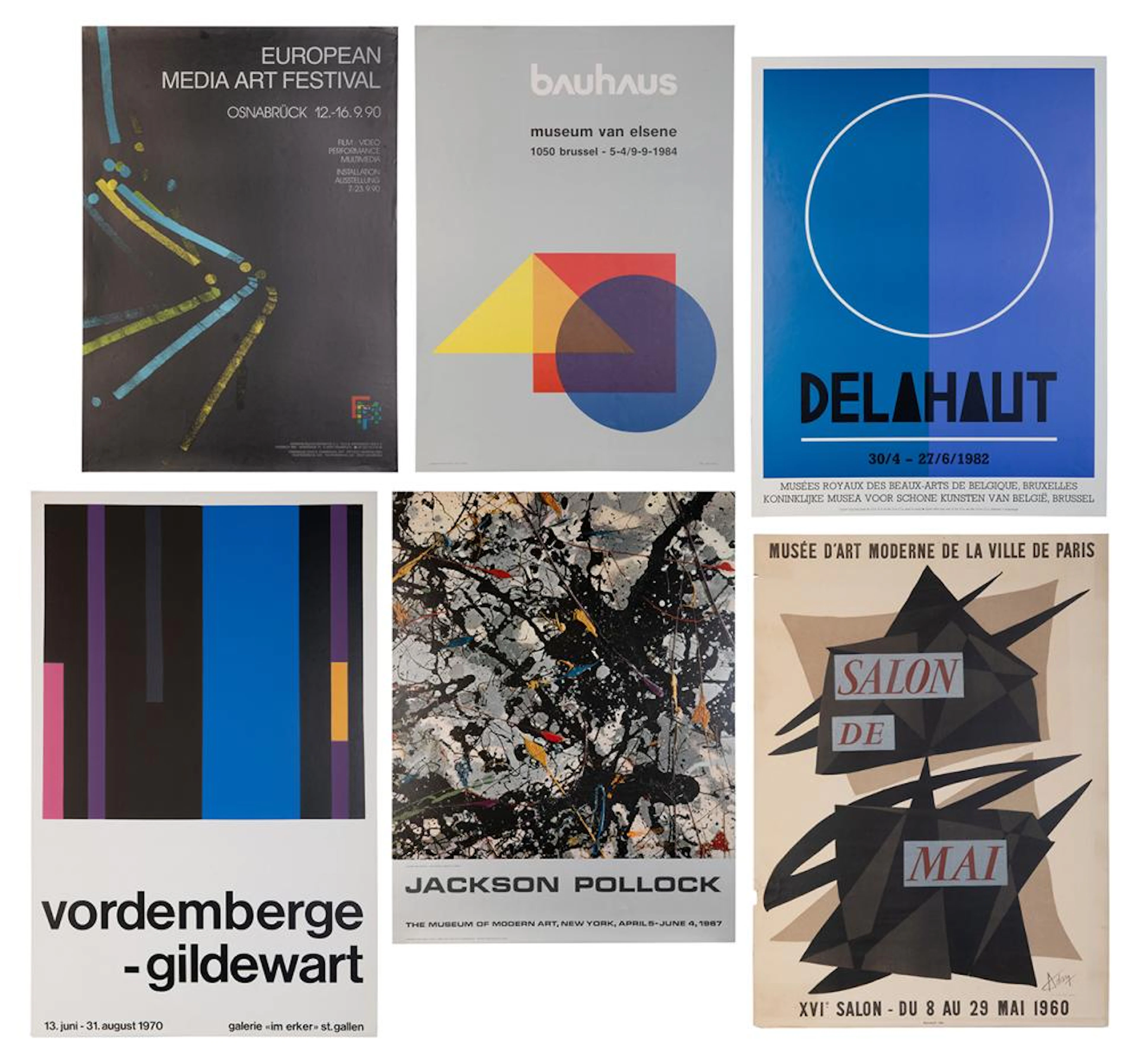 A group of 6 art exhibition posters. Including a poster for...