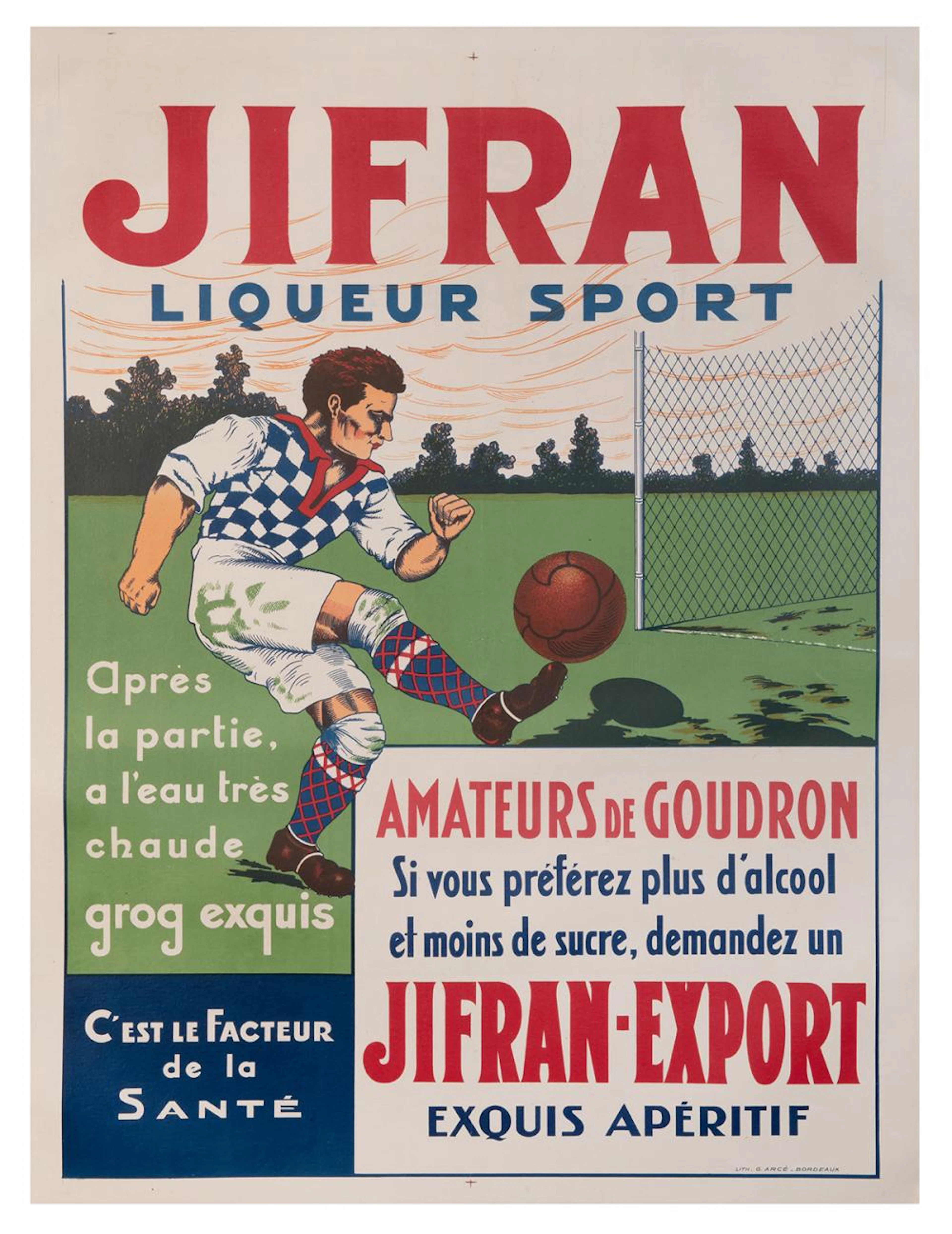 Jifran / Liqueur Sport. Bordeaux: Lith. G. Arce, ca. 1930s....