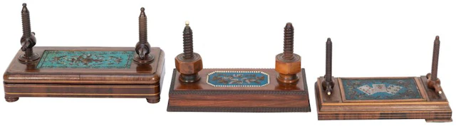 Trio of Antique Card Presses with Needlepoint. 19th century...