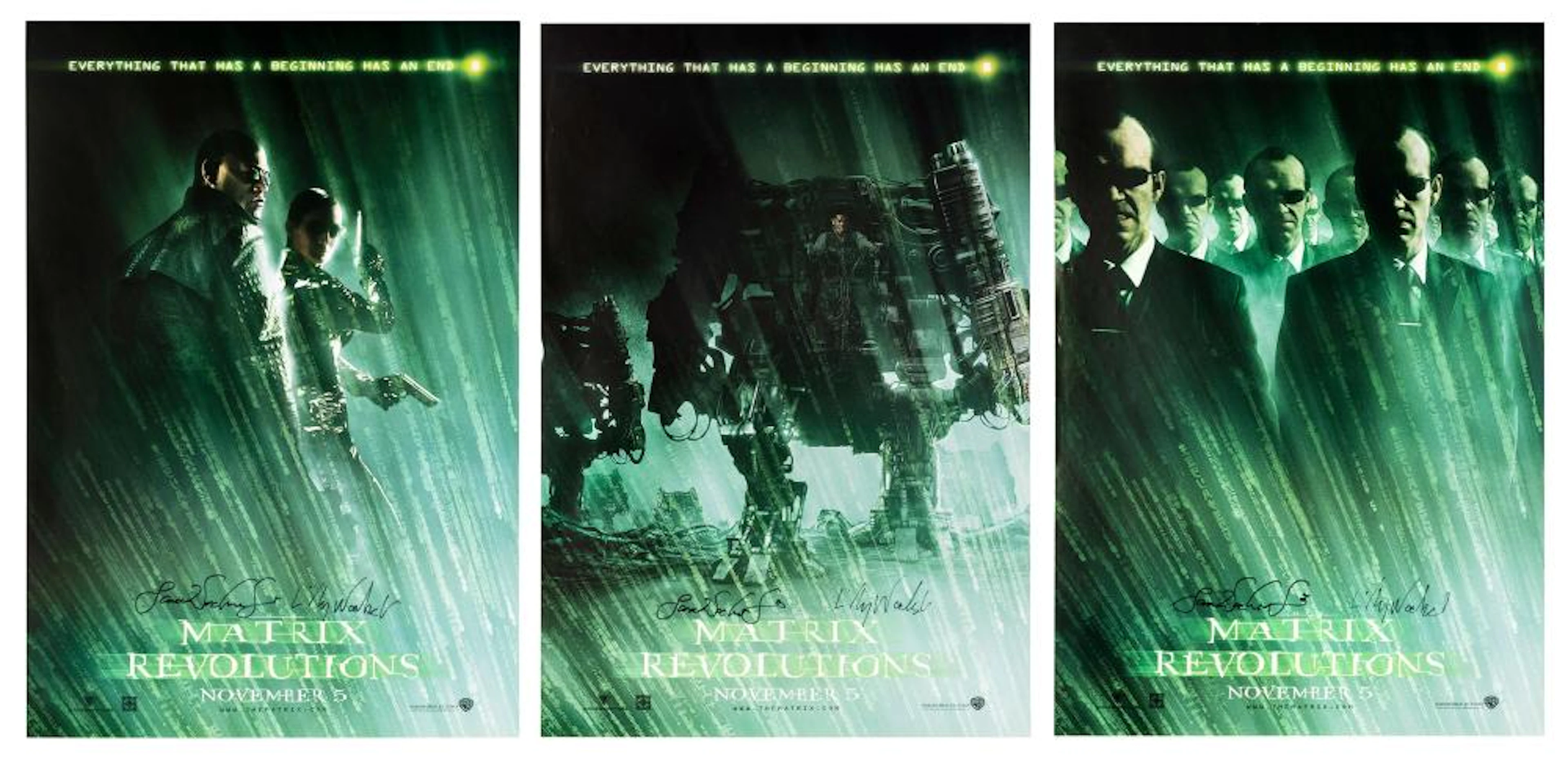 A Group of 15 The Matrix Revolutions Posters Signed by the ...