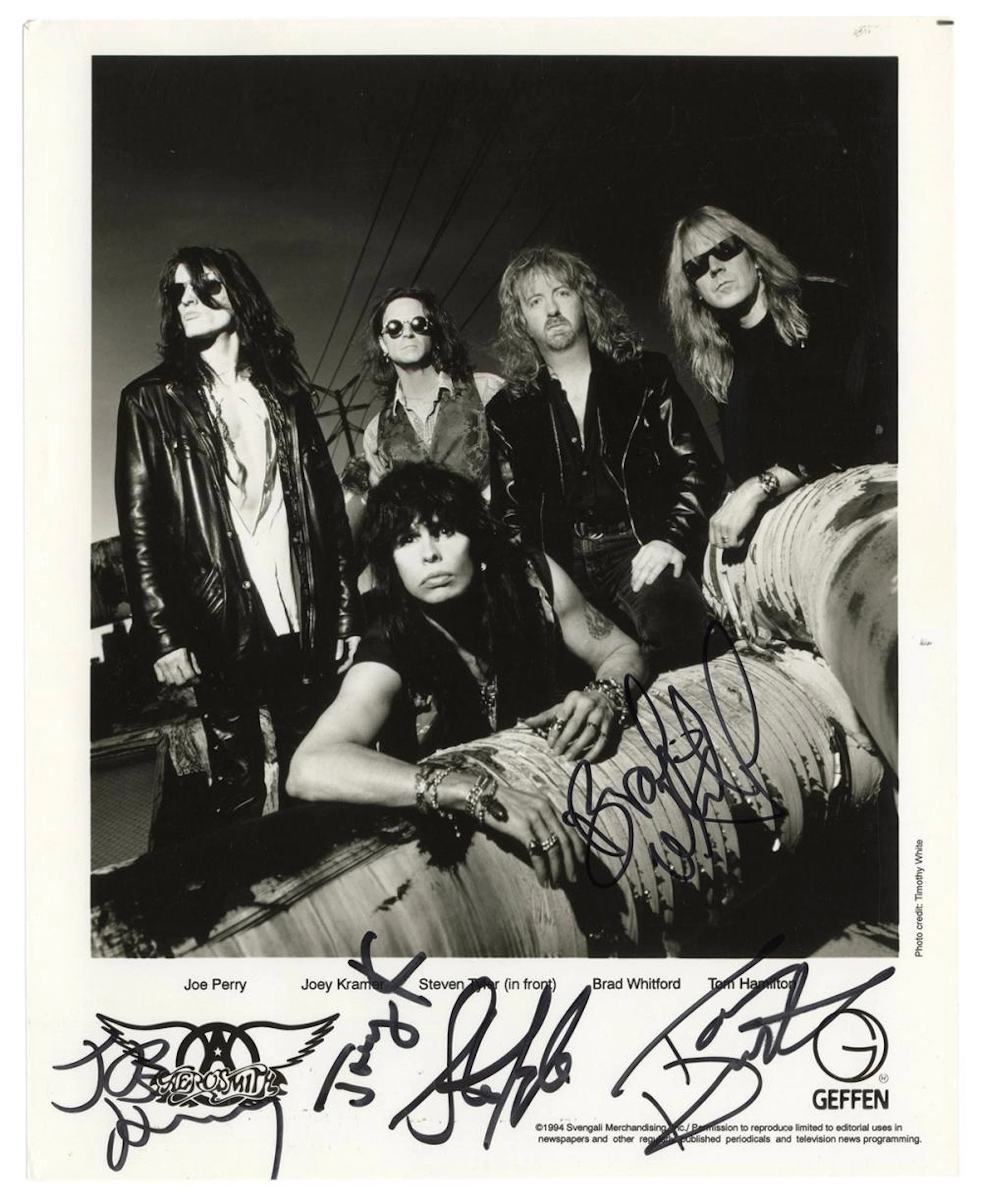 [AEROSMITH]. Publicity Still Signed by Members of Aerosmith...