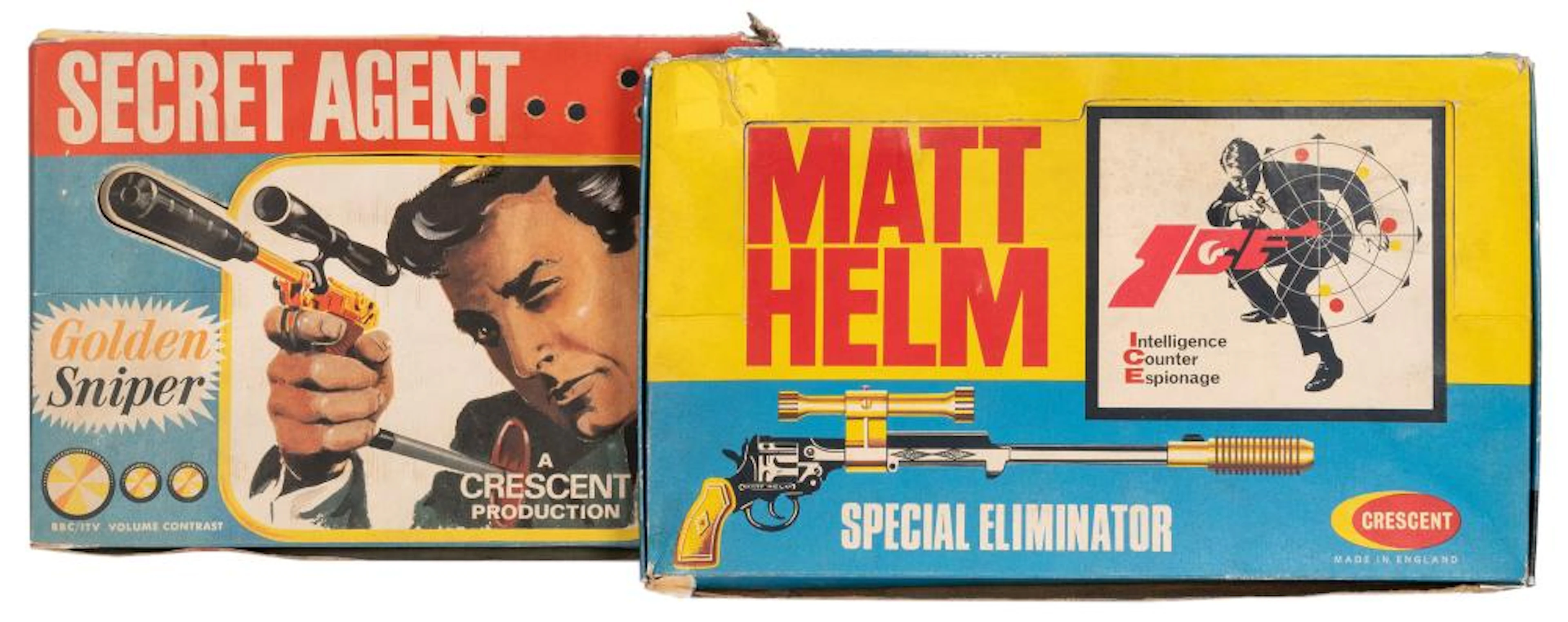 Two Vintage Boxed British Spy Toy Guns by Crescent. England...