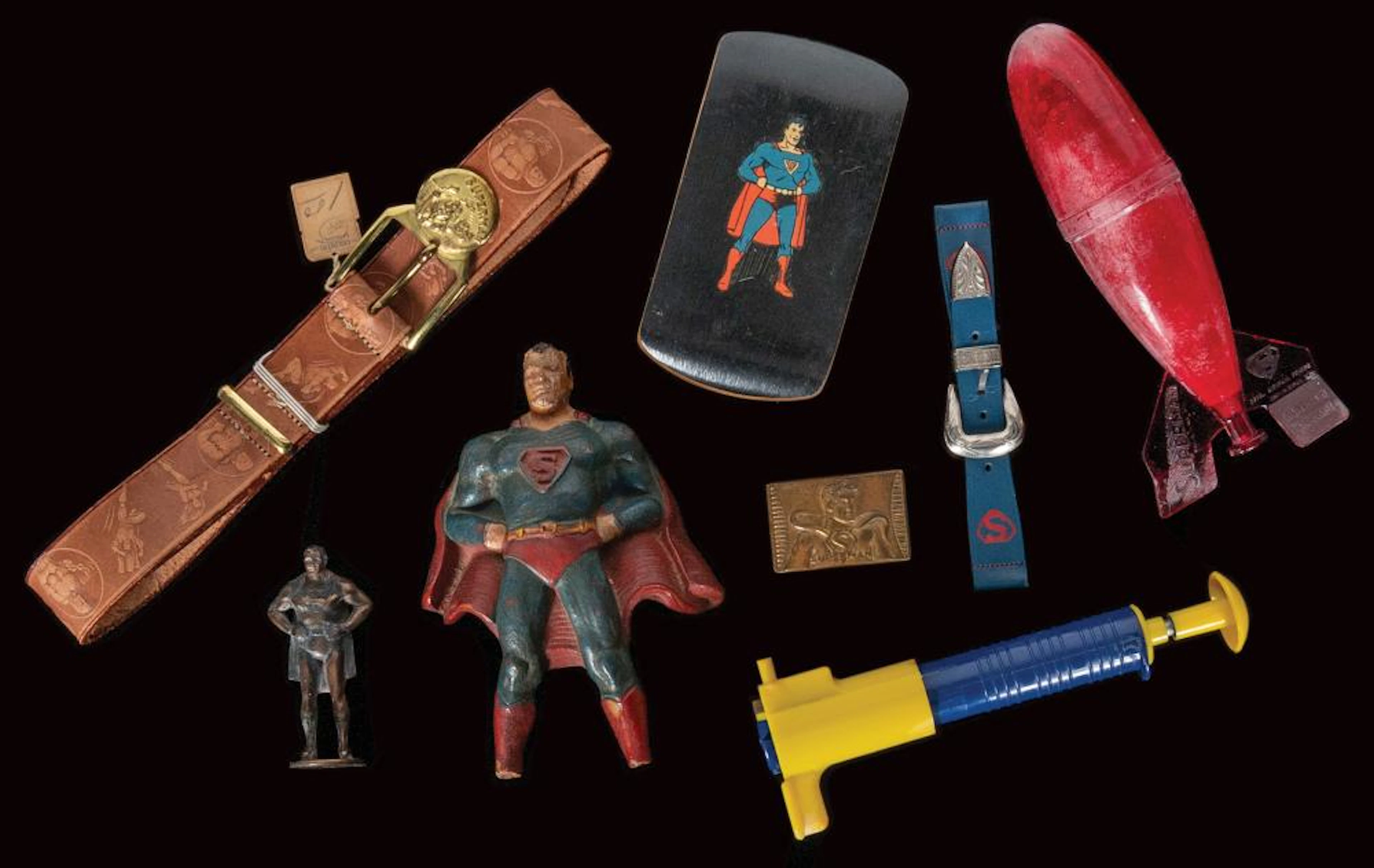 Superman Group of Toys and Premiums. Circa 1940s/50s. Nine ...