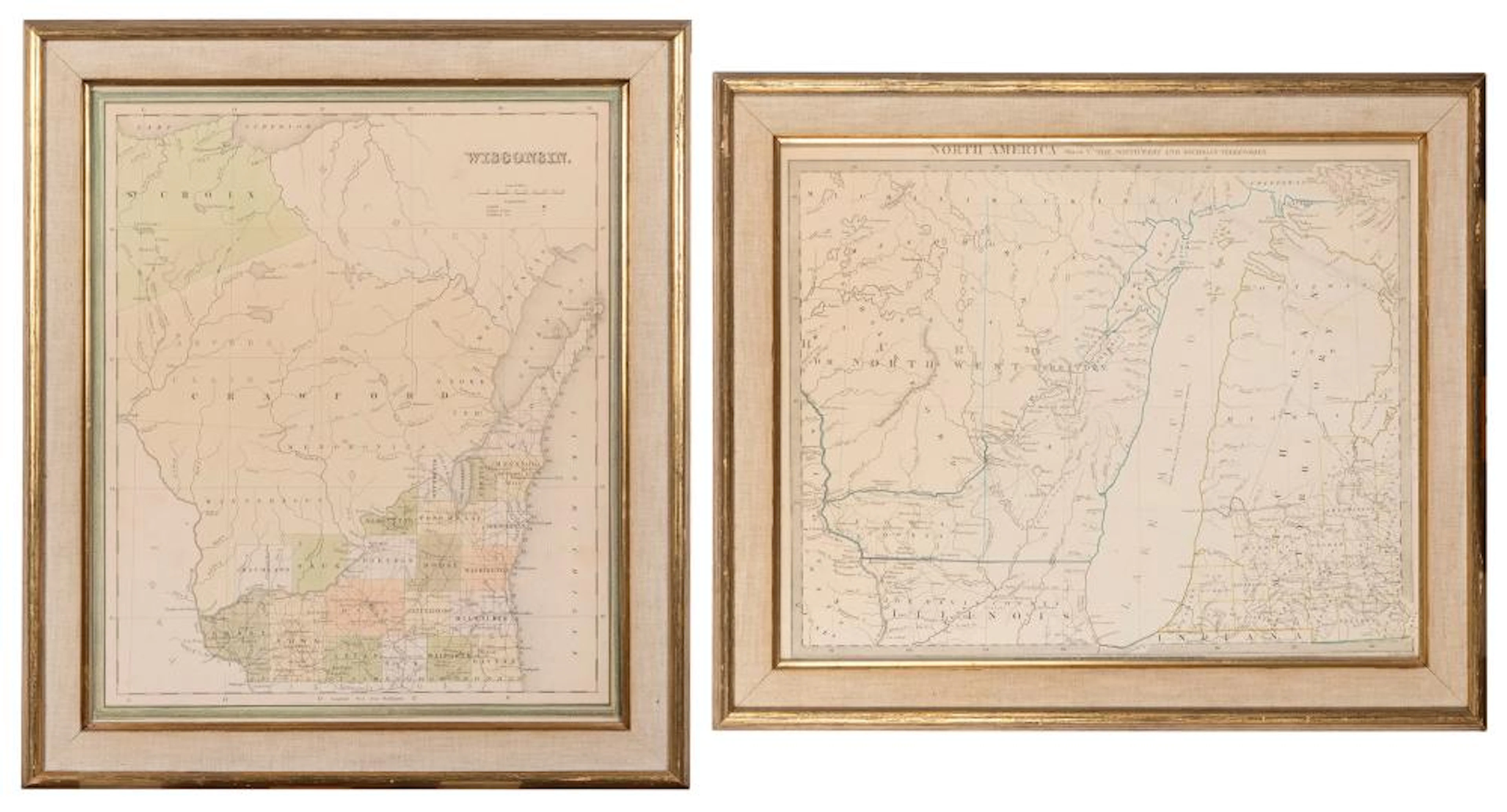 [GREAT LAKES REGION]. A pair of engraved maps, including: T...
