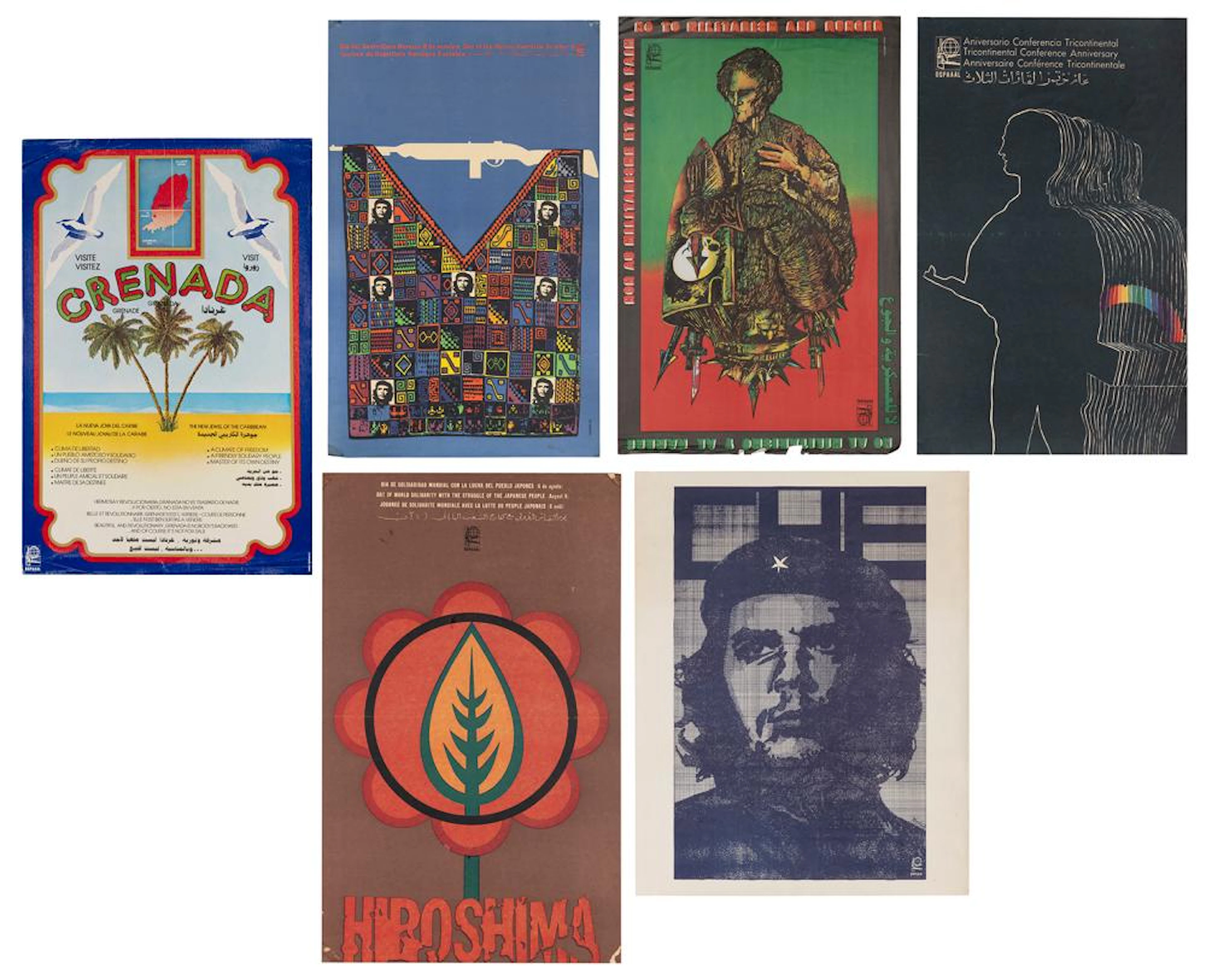 VARIOUS DESIGNERS. [OSPAAAL]. Group of 6 posters. Cuba, ca....
