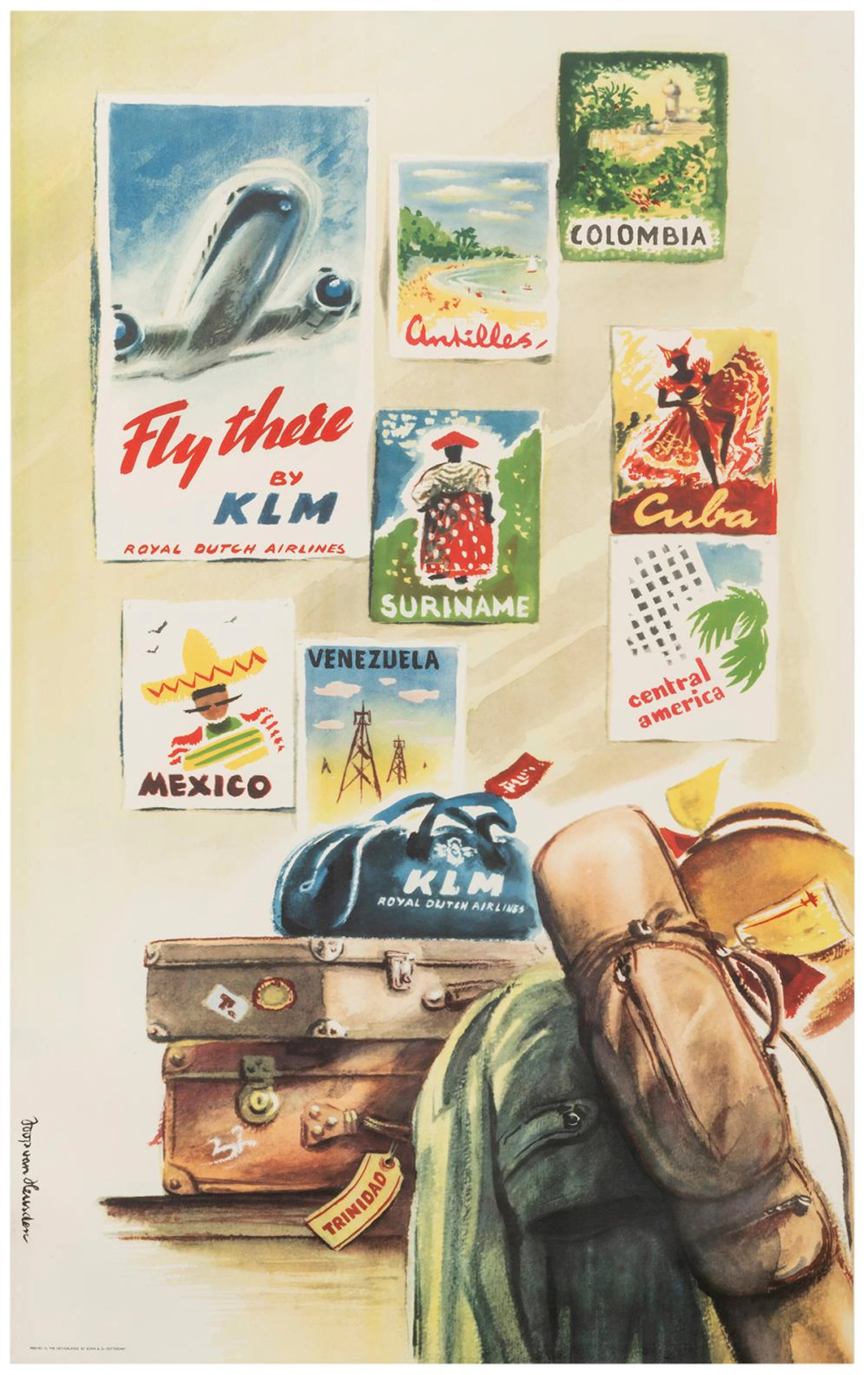 VAN HEUSDEN, Joop. Fly there by KLM. Rotterdam: Zuhn & Kn, ...