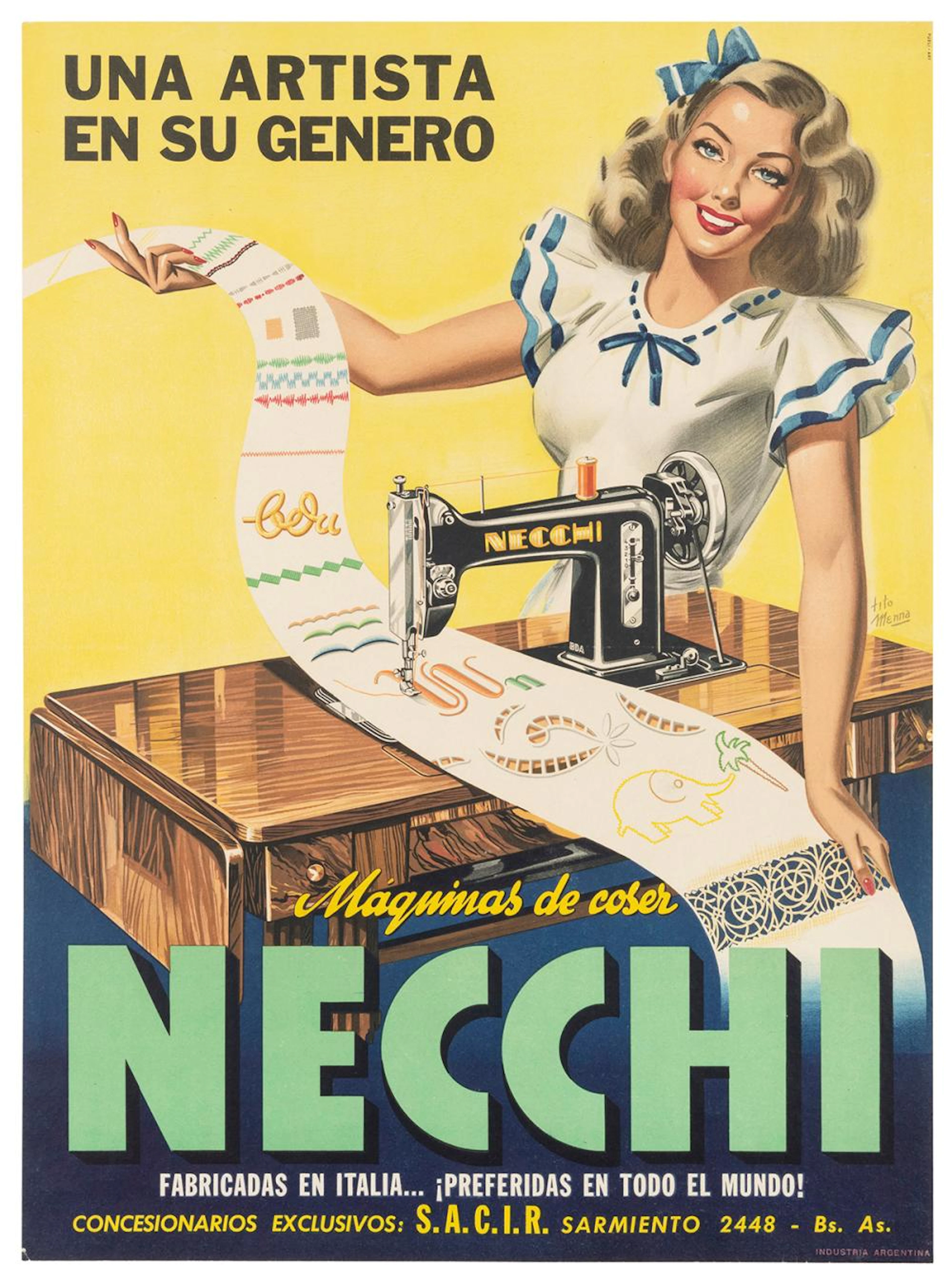 MENNA, Tito. Necchi. Circa 1940s. A smiling young woman run...