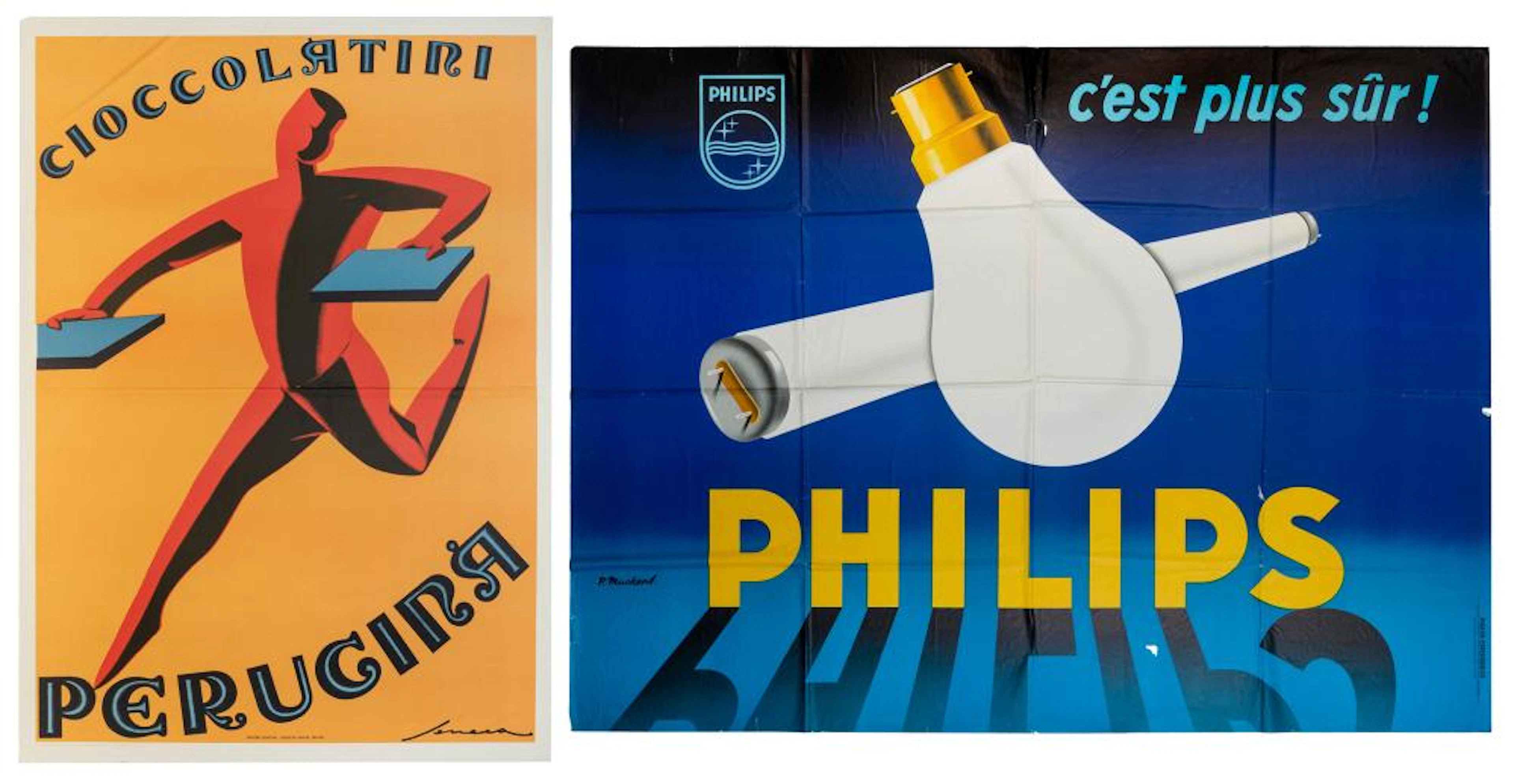 Pair of advertising posters. Including: MUCKENS, P. Philips...