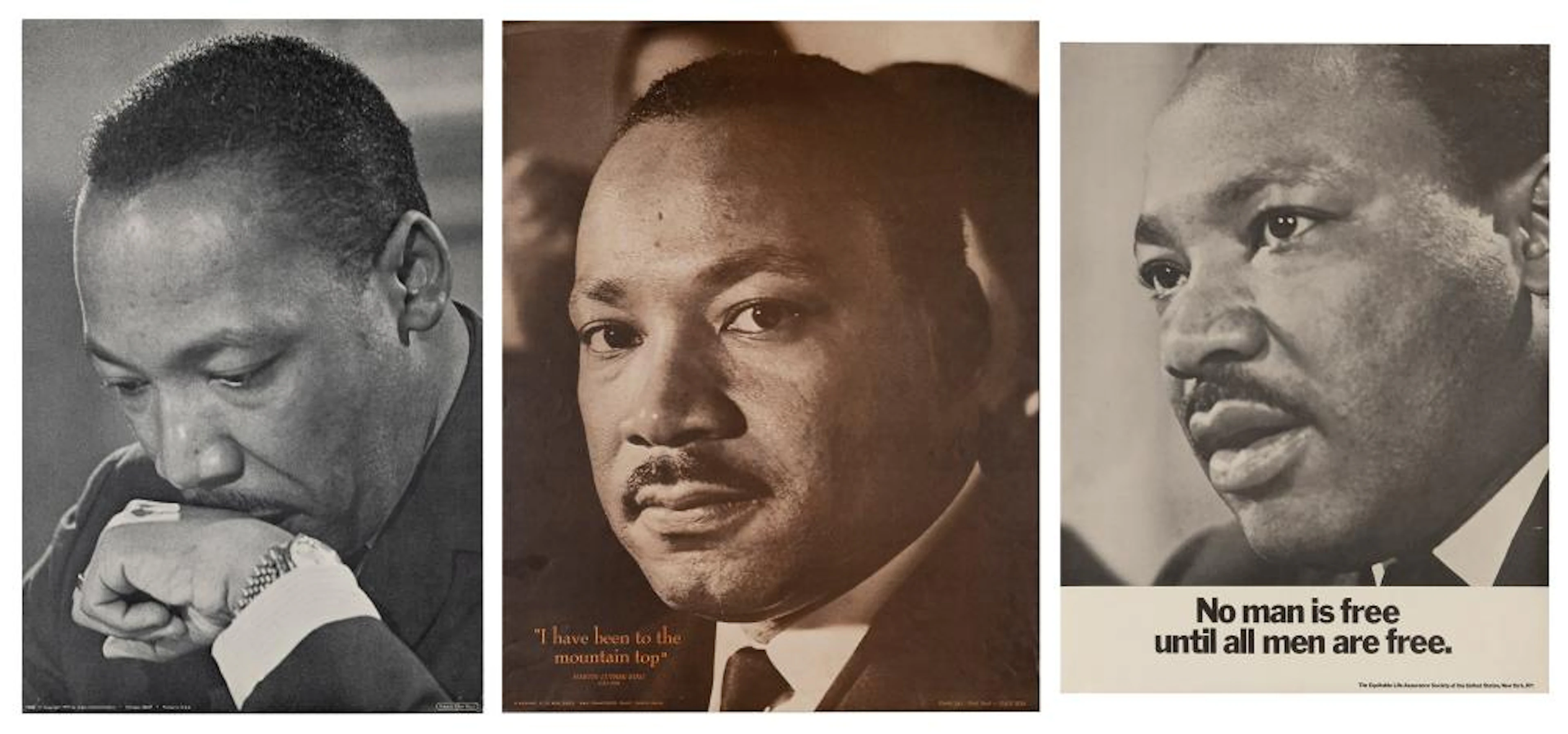 [MARTIN LUTHER KING, JR.]. Three portrait posters. Circa la...