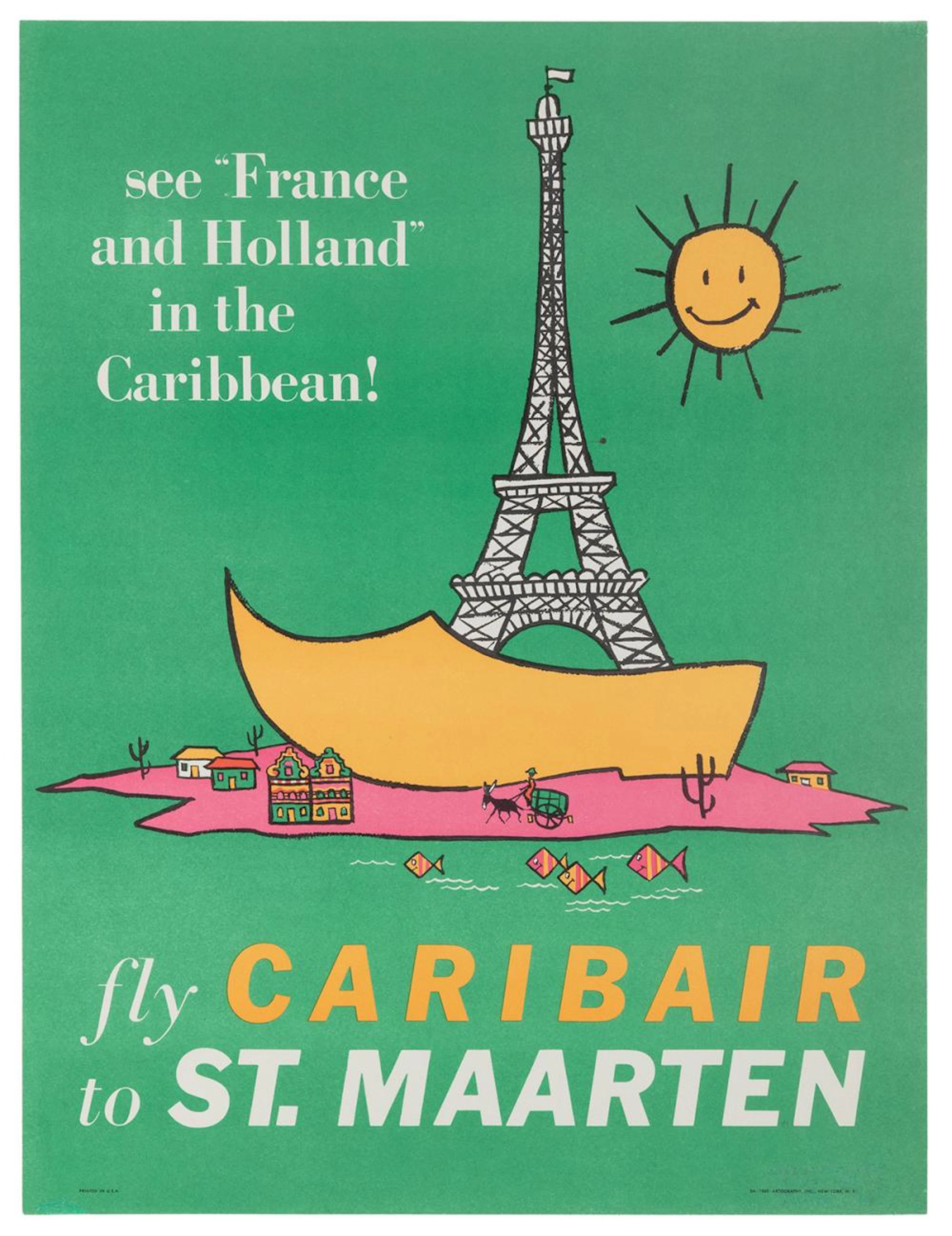 Caribair / St. Maarten. 1960. New York: Artography, Inc. Co...