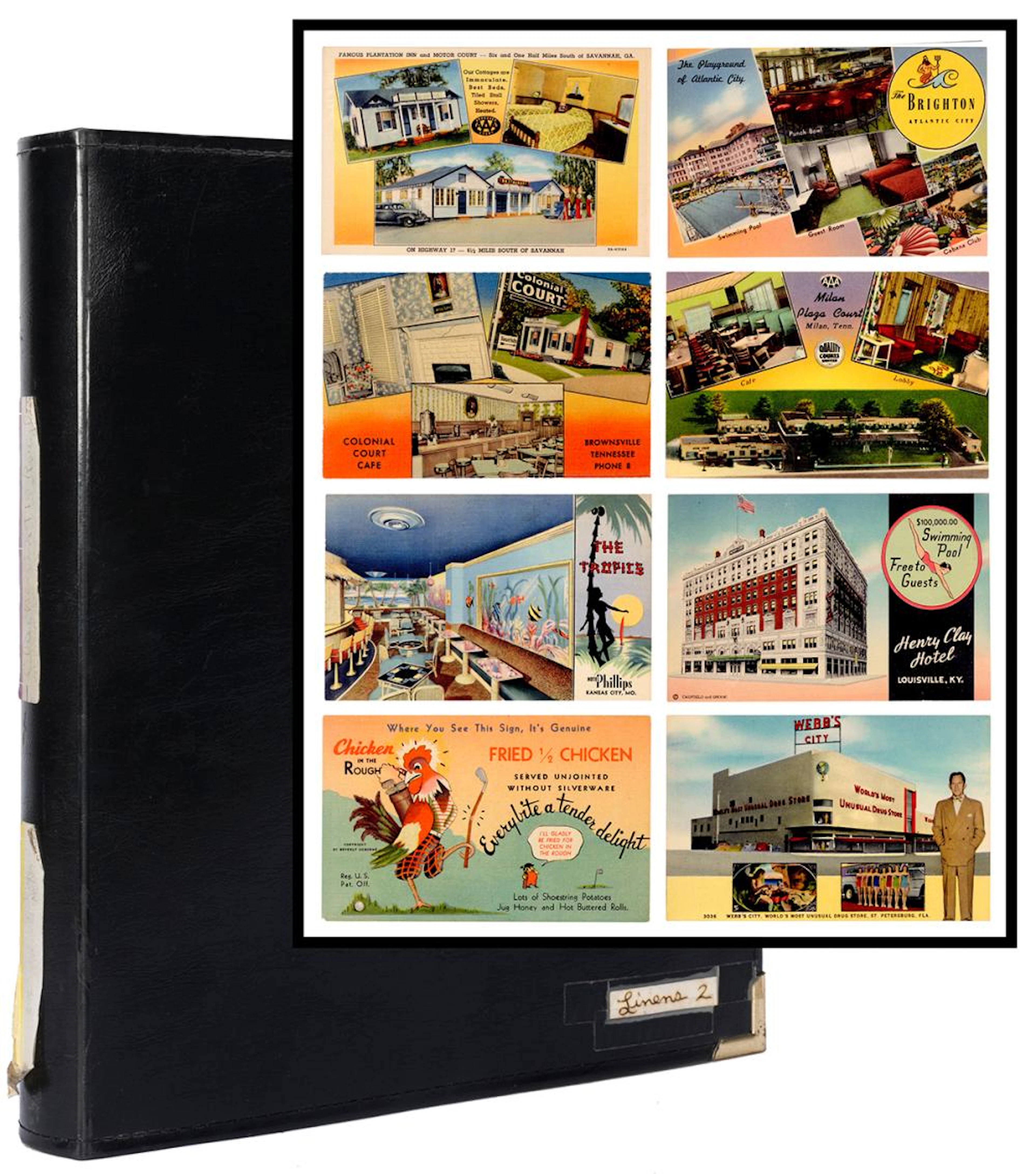 [ROADSIDE ATTRACTIONS]. A collection of nearly 150 postcard...