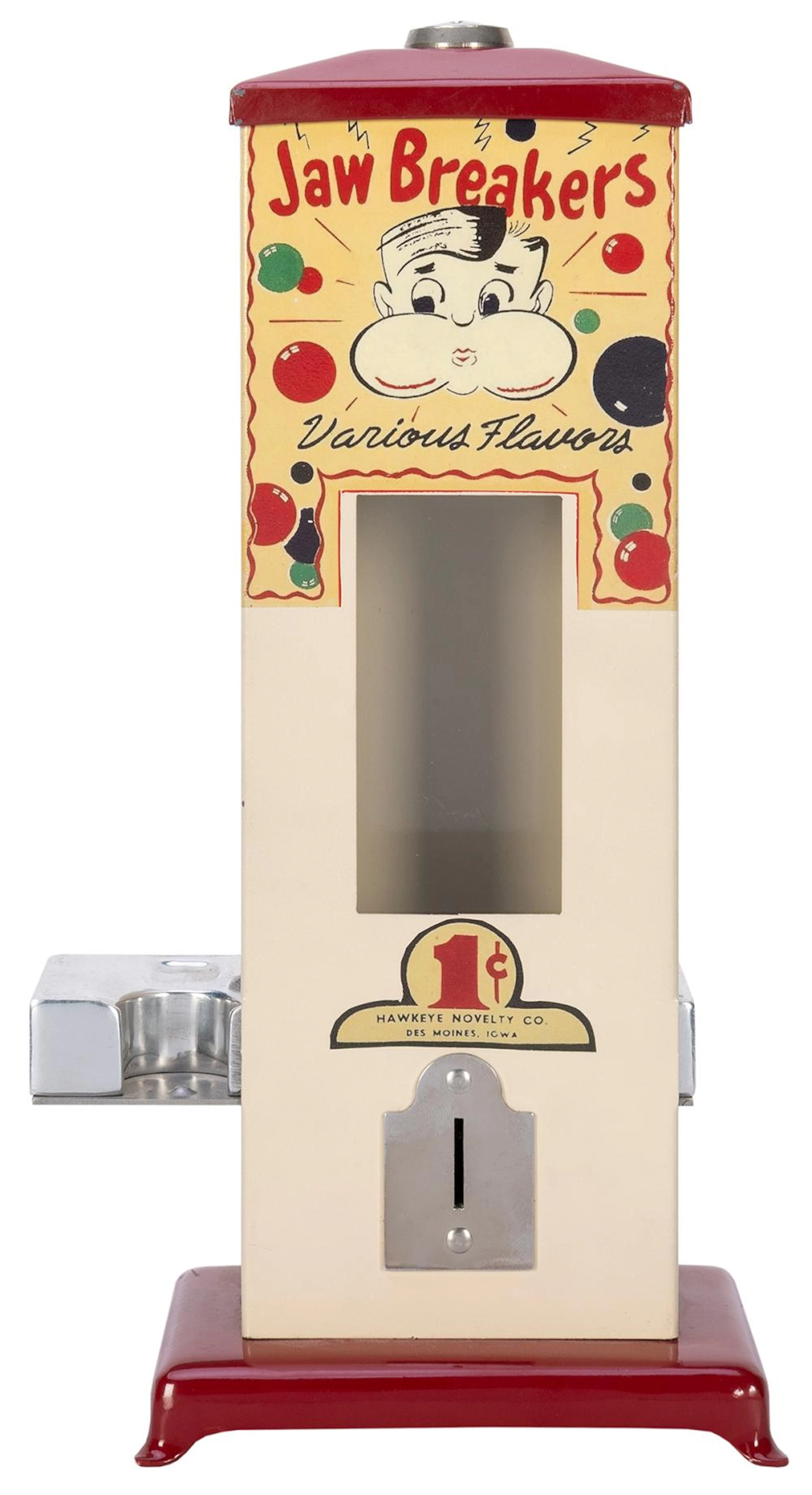 Hawkeye 1 Cent ?Jaw Breakers? vending machine. [Des Moines:...