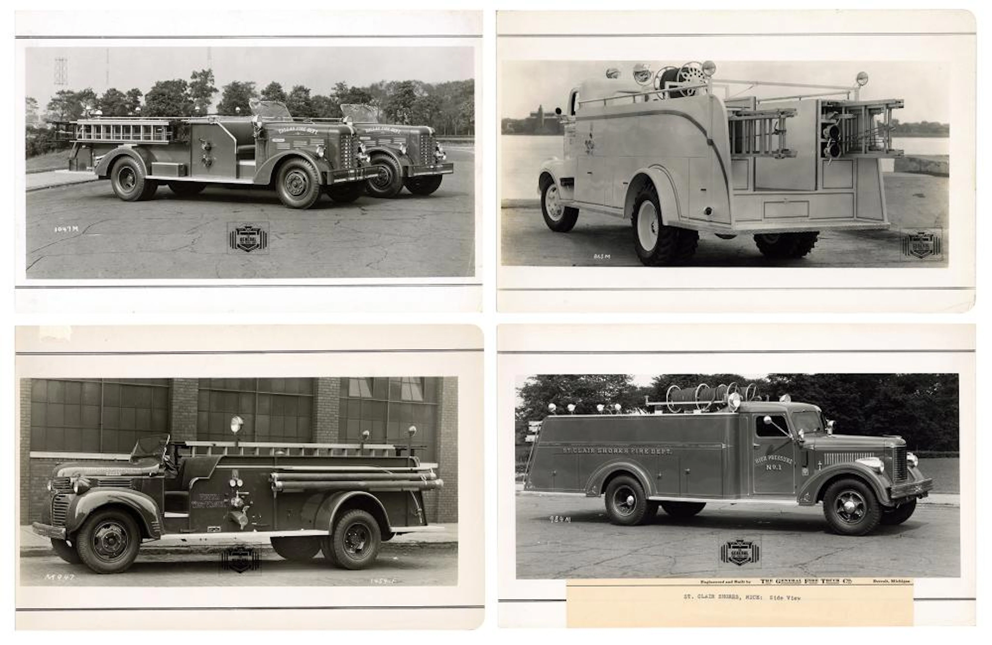 Group of 53 photographs of fire engines and rescue vehicles...