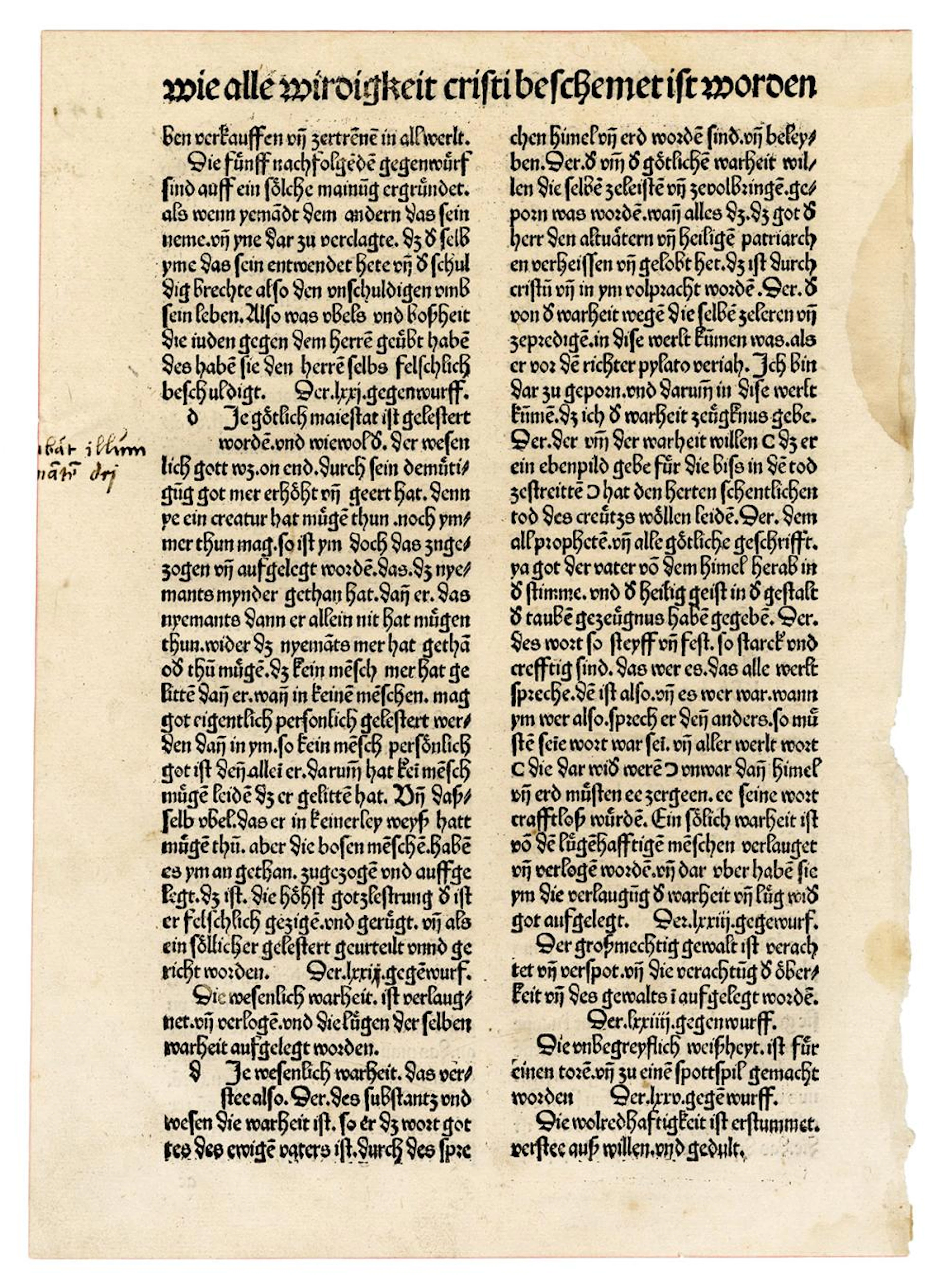 FRIDOLIN, Stephan (d. 1498). A leaf extracted from: Schatzb...