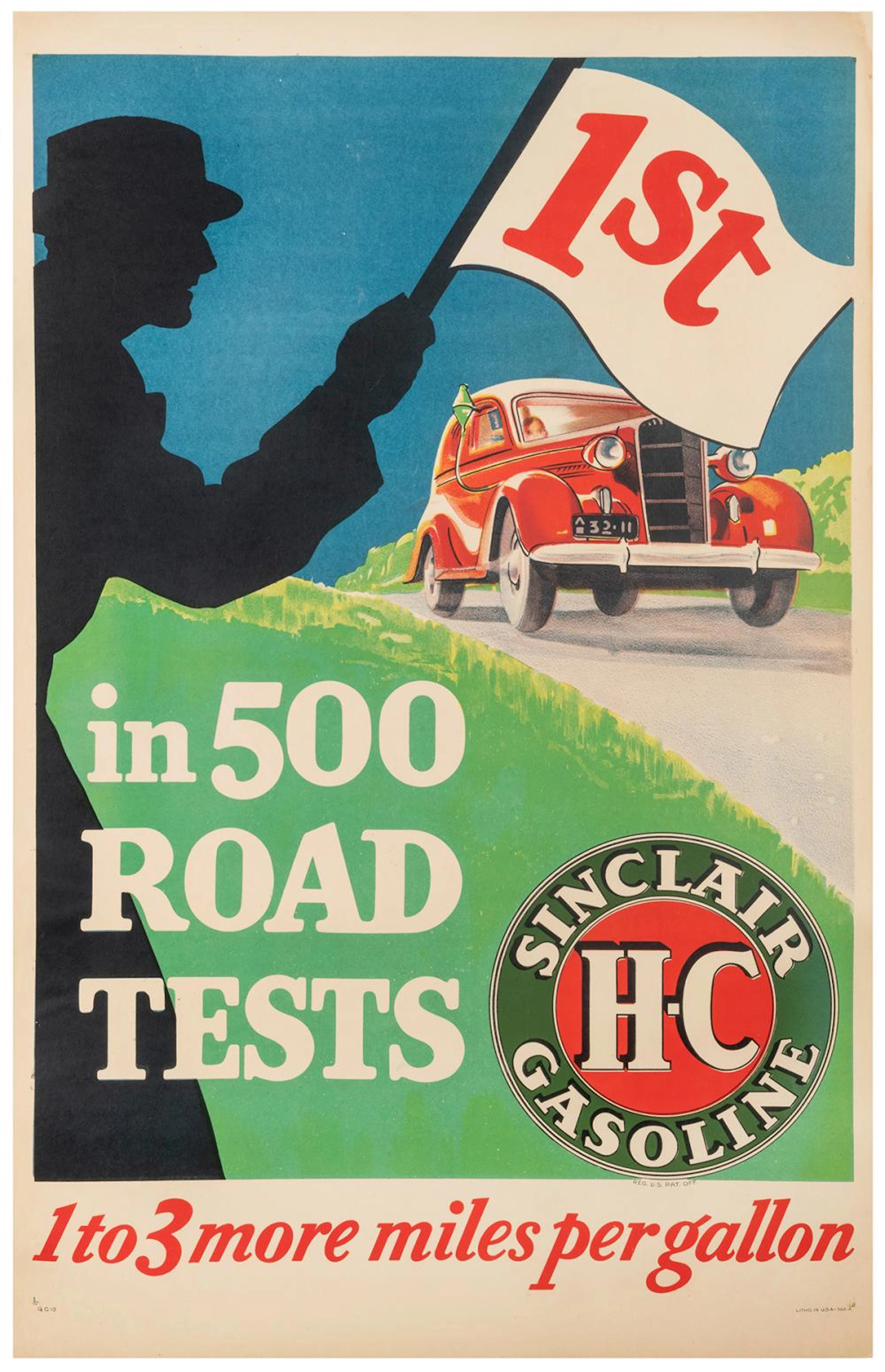 Sinclair H-C Gasoline / 1st in 500 Road Tests. USA, ca. 194...