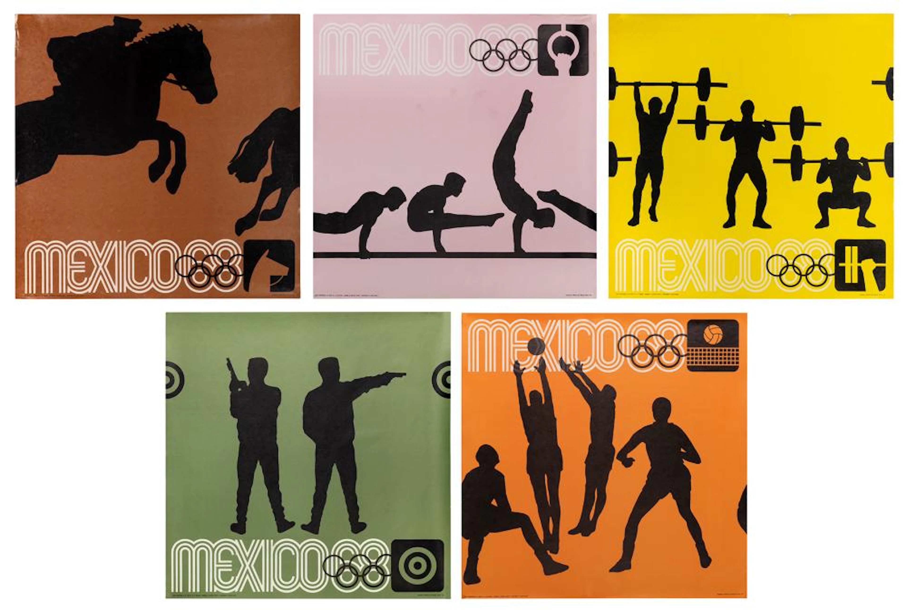 [OLYMPICS]. Mexico 68. Group of 5 posters. Mexico: Miguel G...