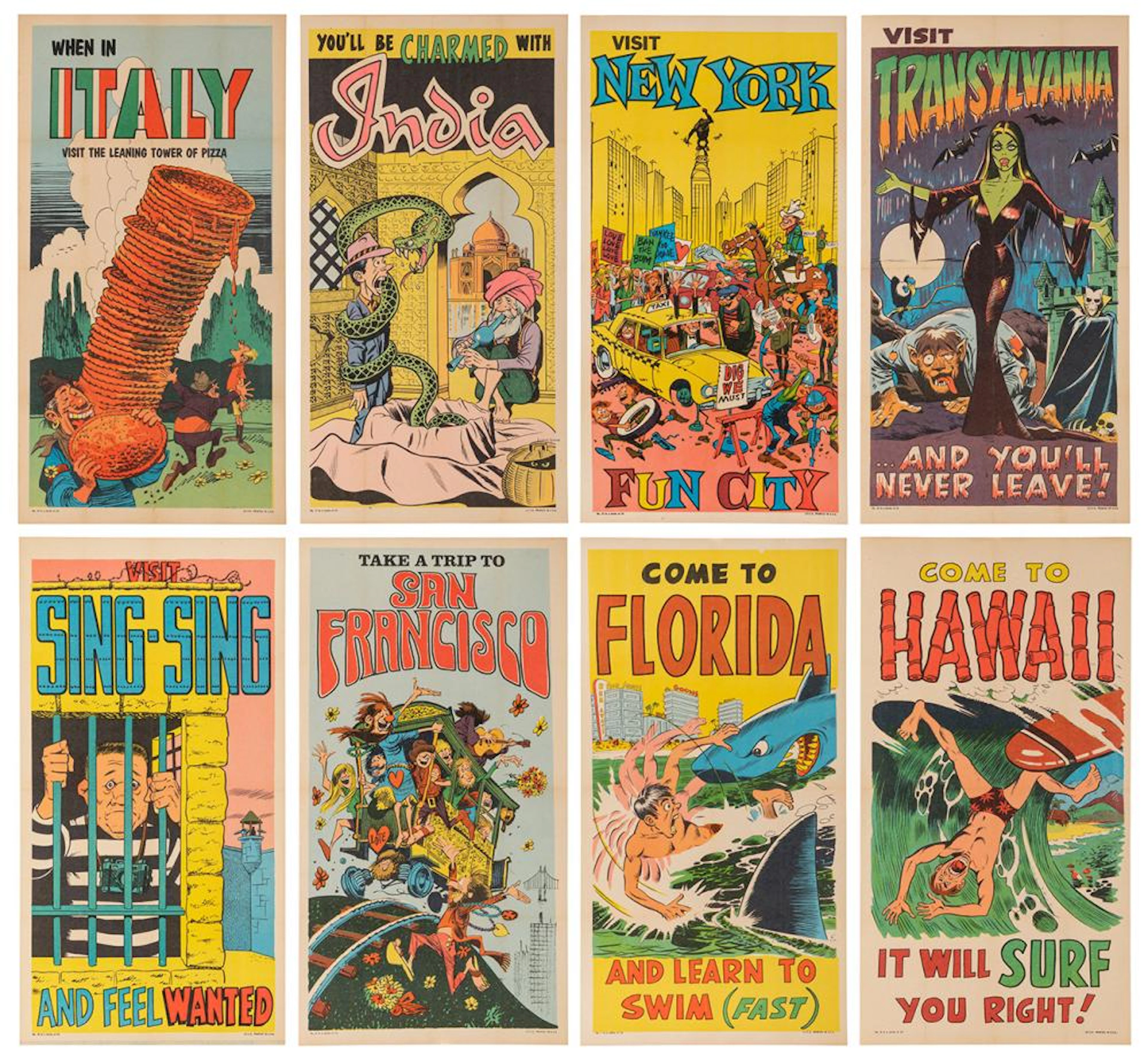 Topps Funny Travel Posters. Set of 21 mini-posters. 1967. P...