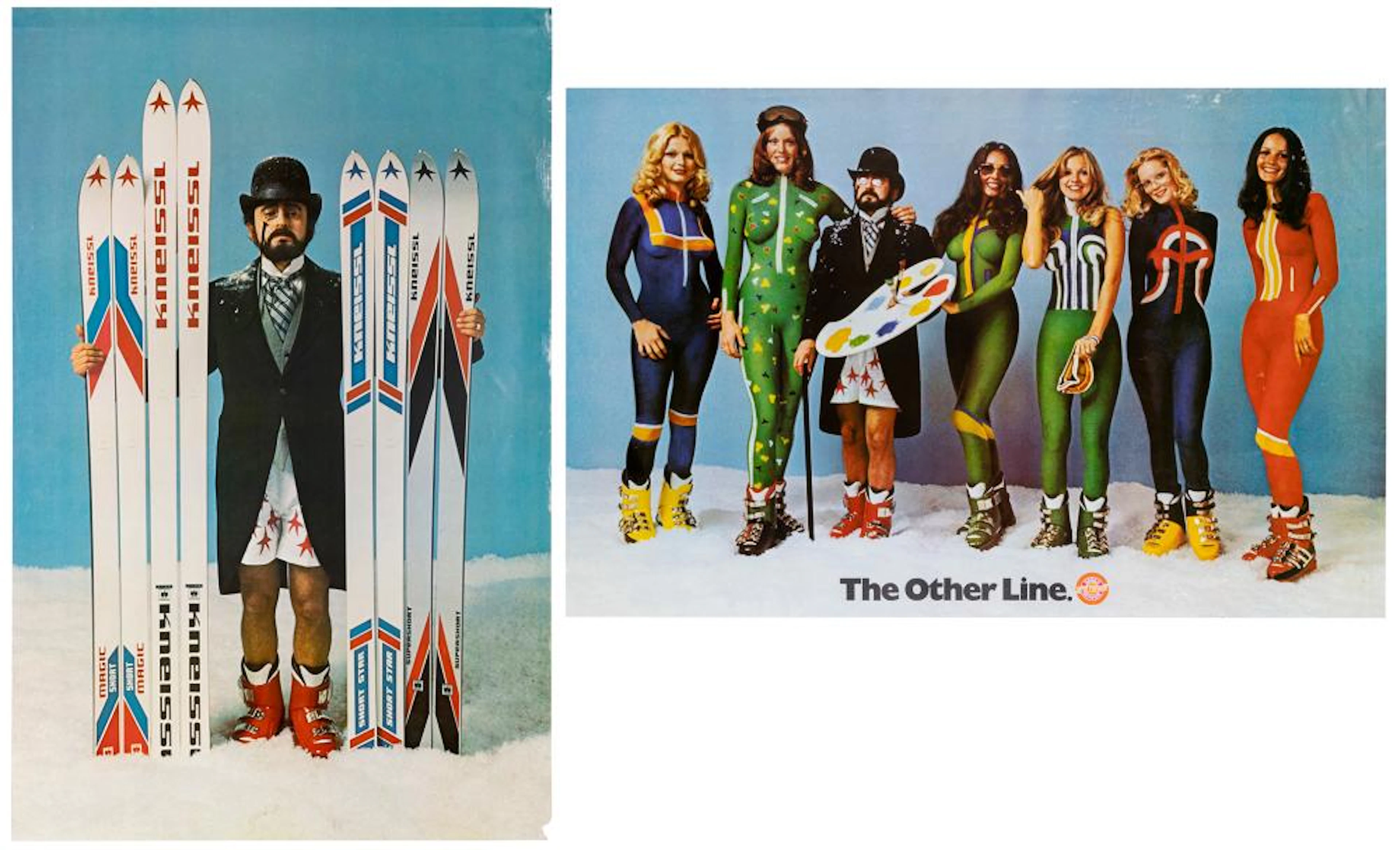 Kneissl / Saska. Pair of ski advertising posters. Circa 197...