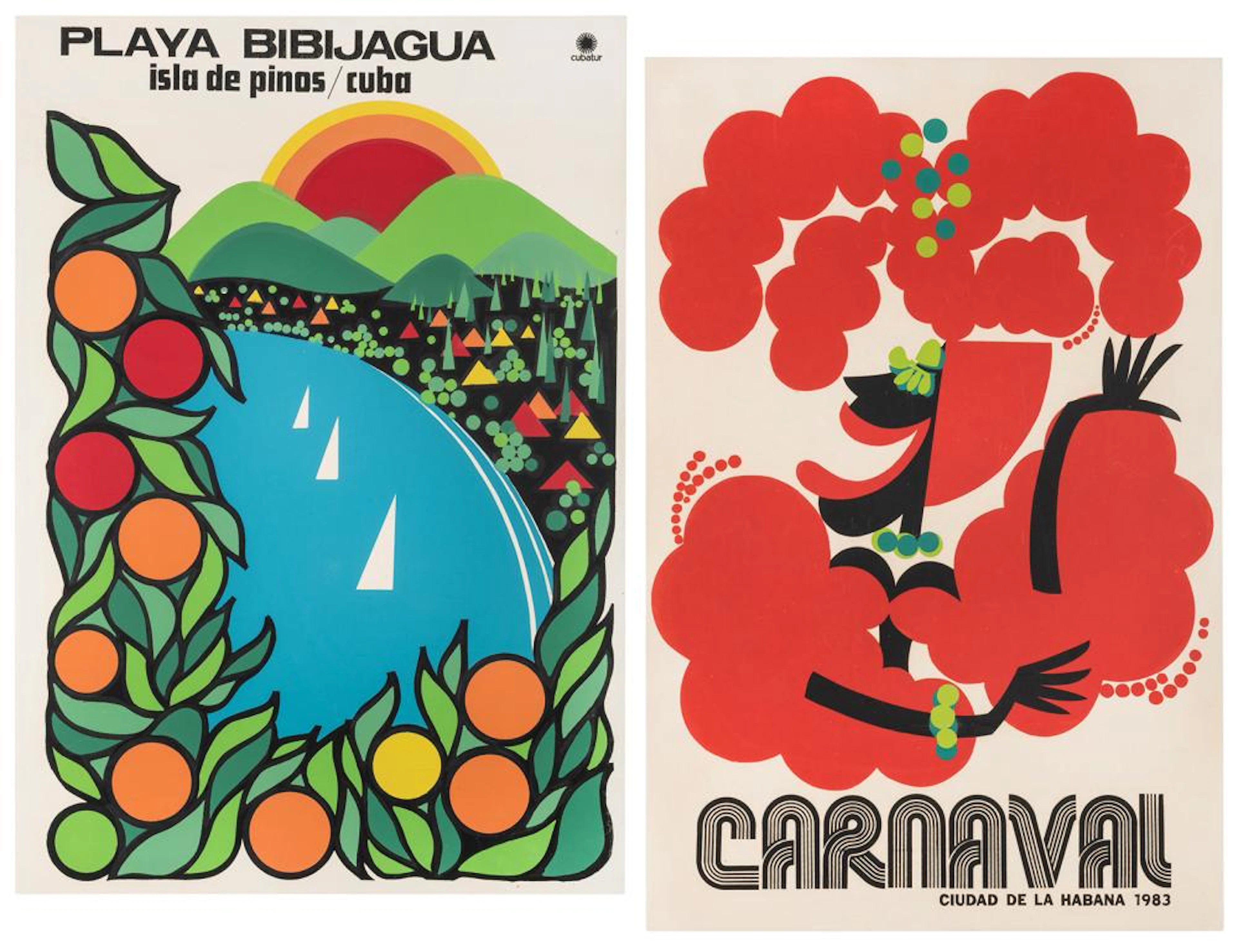 [CUBA]. Group of two tourism posters. 1980s/1983. Including...