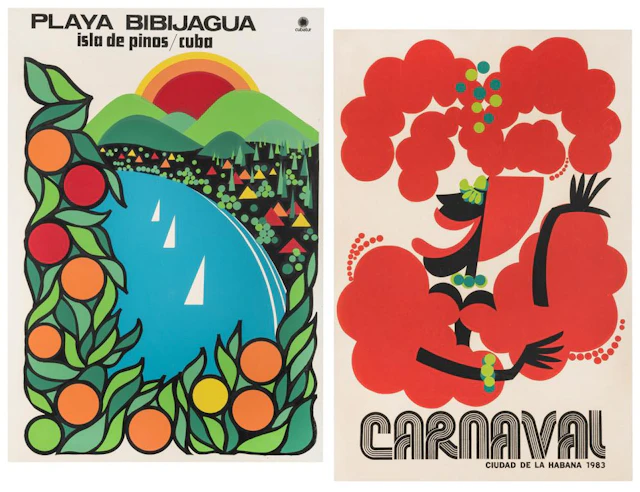 [CUBA]. Group of two tourism posters. 1980s/1983. Including...