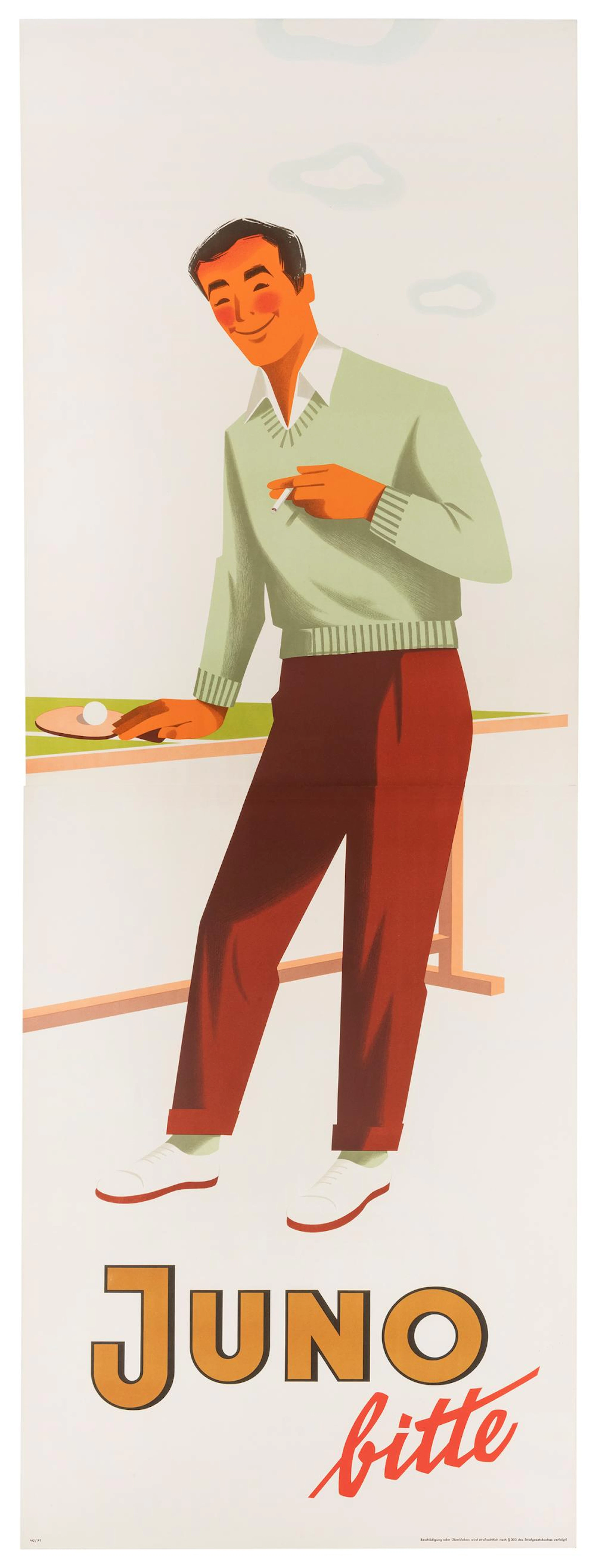 Juno Bitte / [Table Tennis]. Germany, ca. 1950s. Two-sheet ...