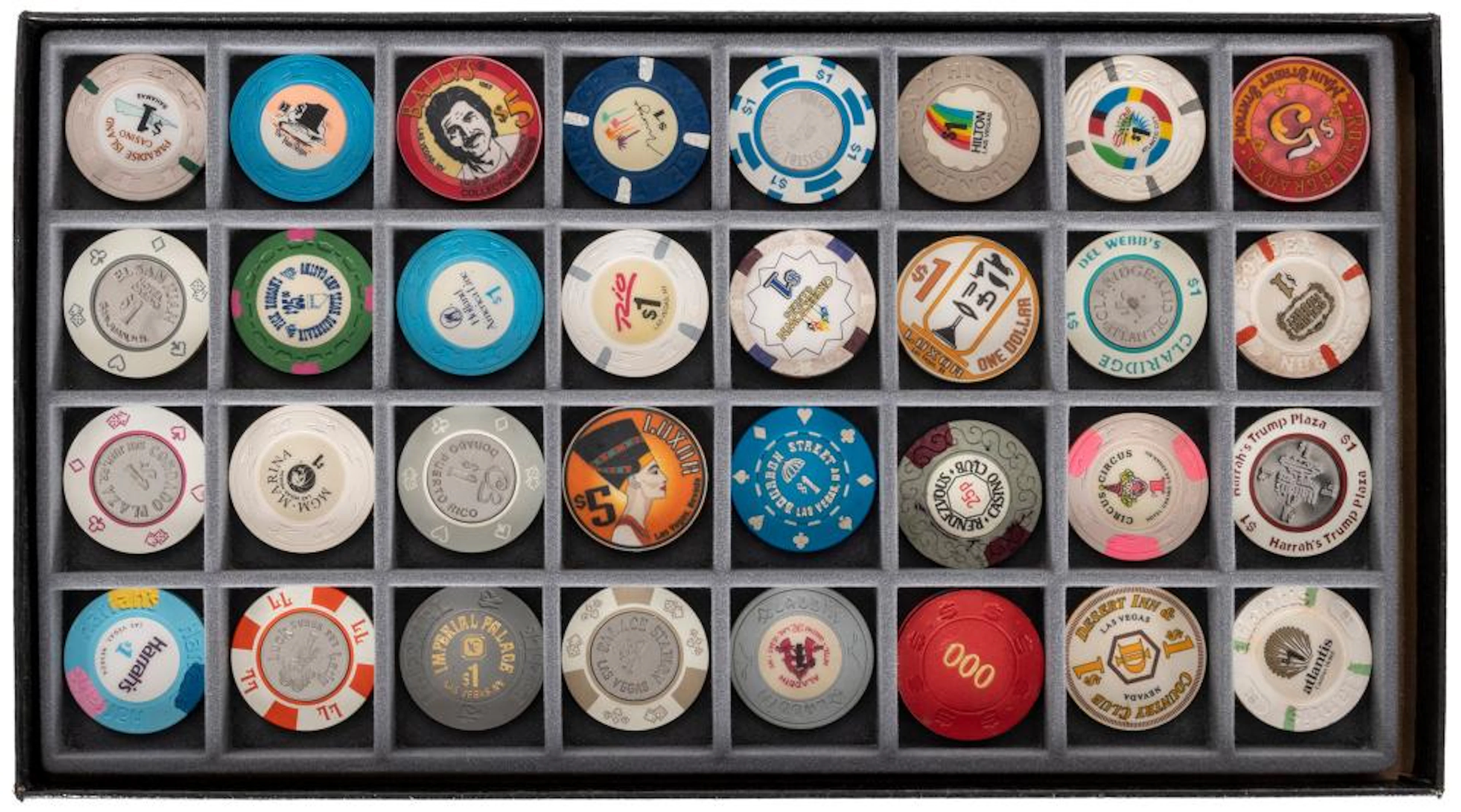 Set of 33 Assorted Casino Chips and Tokens. Includes $1 San...