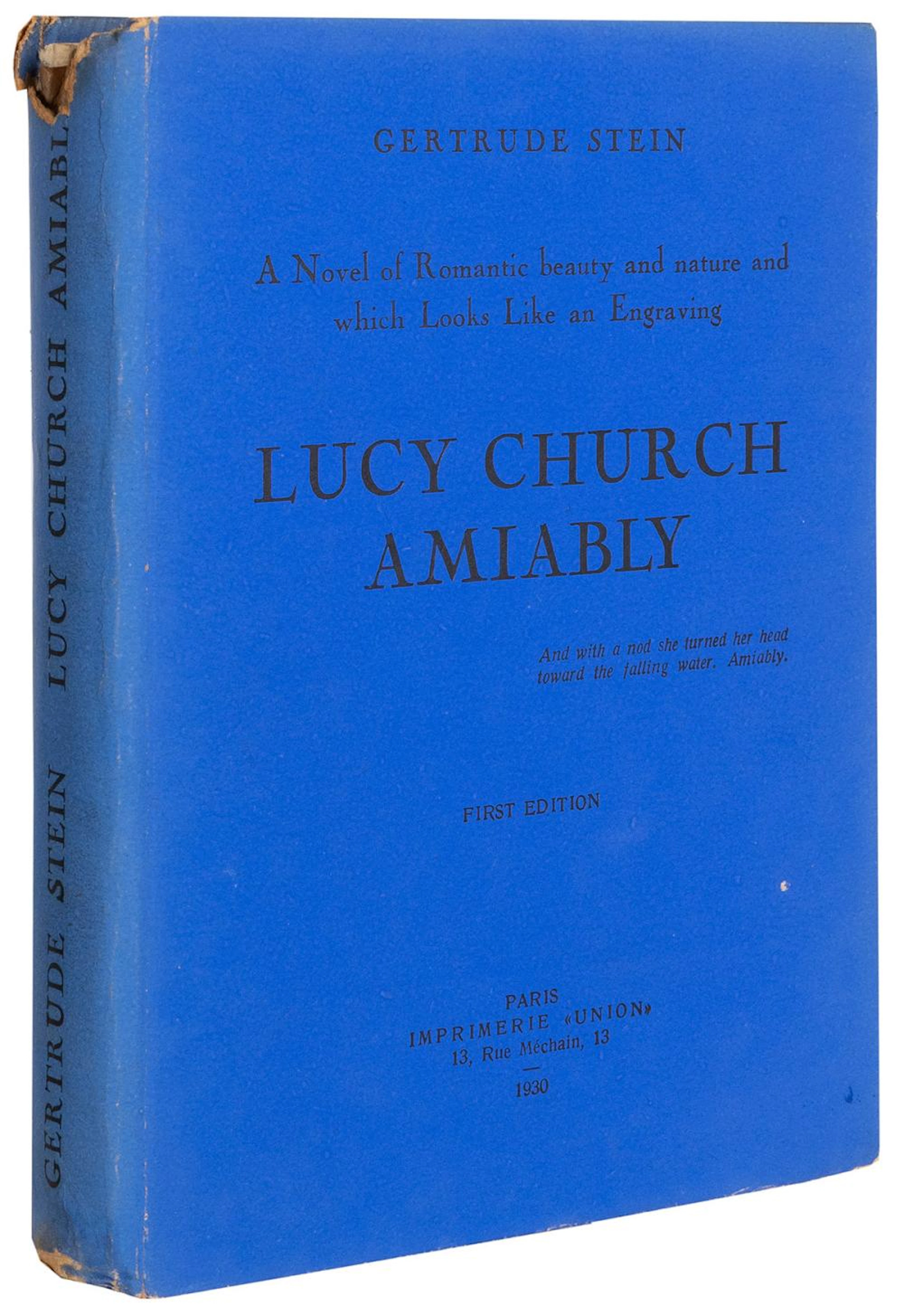 STEIN, Gertrude (1874-1946). Lucy Church Amiably. Paris: Im...