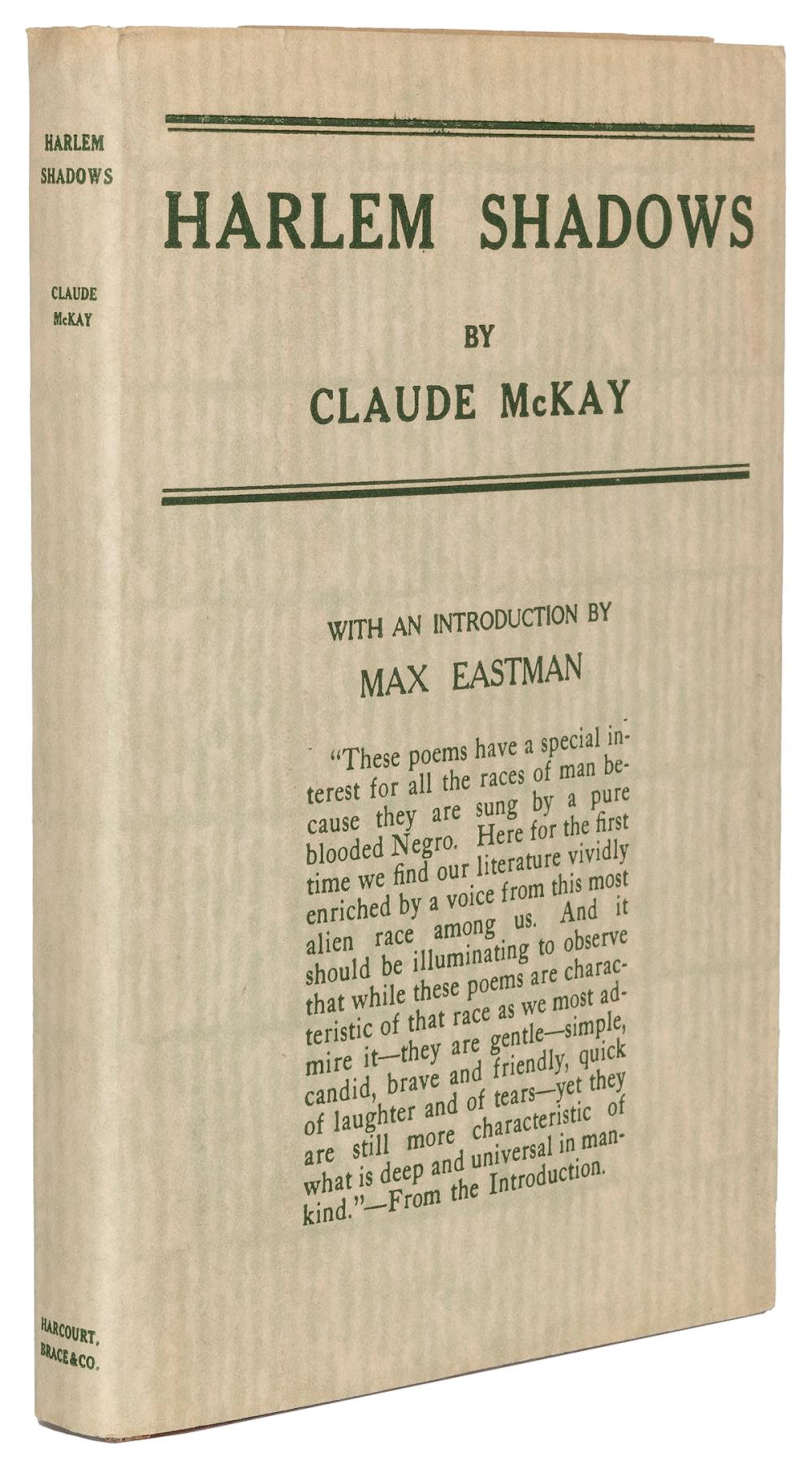 McKAY, Claude (1890-1948). Harlem Shadows. With an introduc...