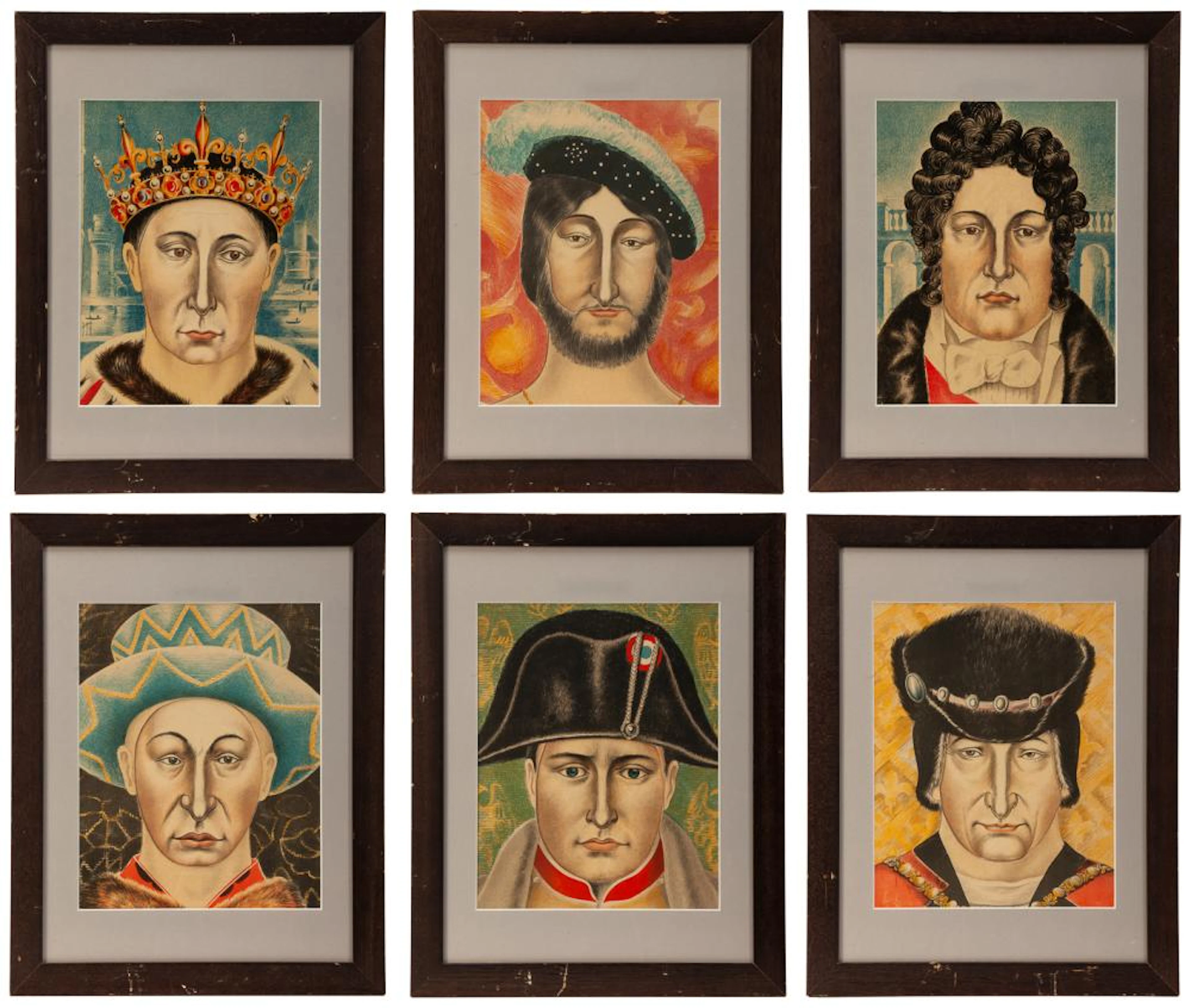 French historical kings and leaders portrait cut-outs. Fran...