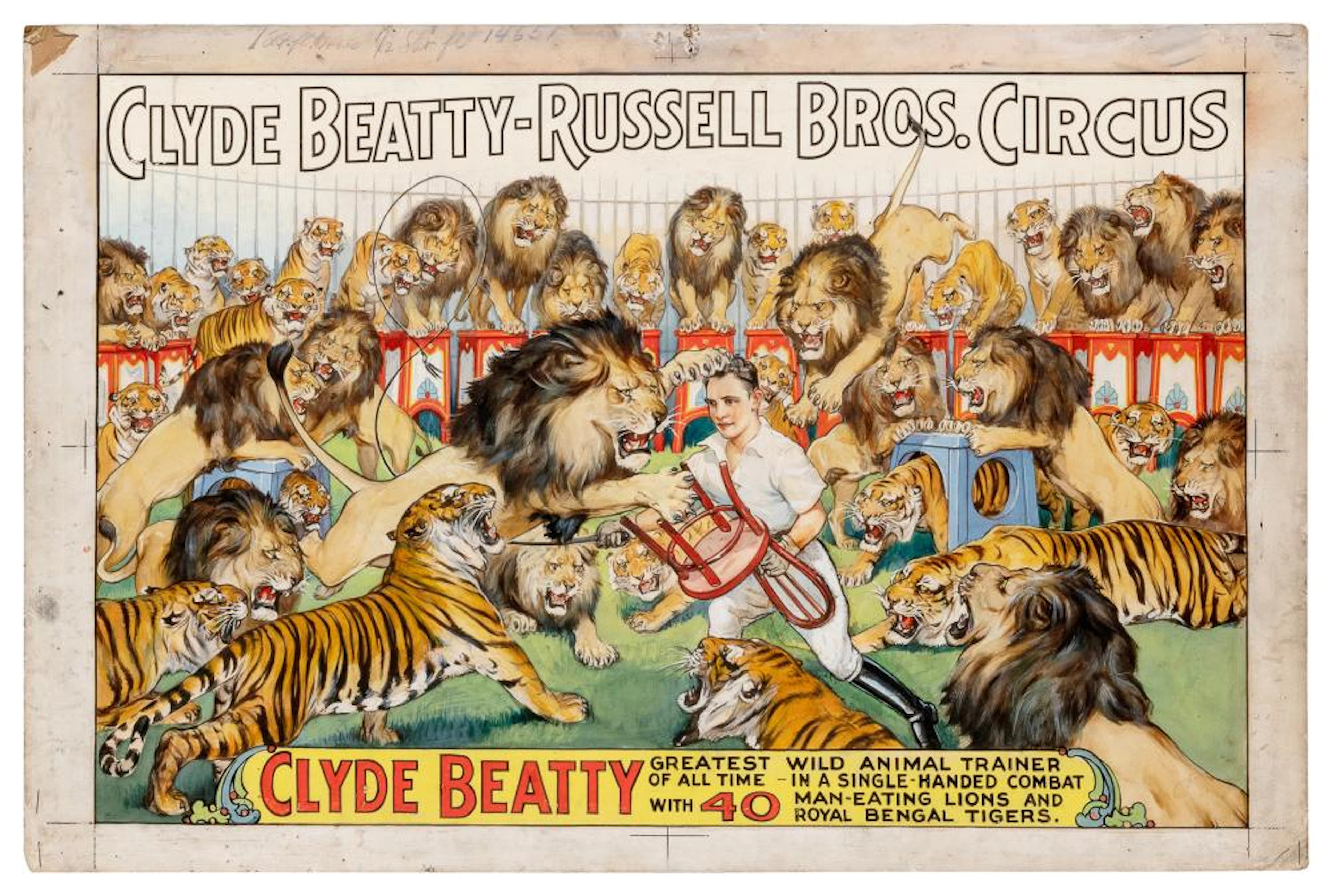 [POSTER MAQUETTE]. Clyde Beatty - Russell Bros. Circus / Cl...