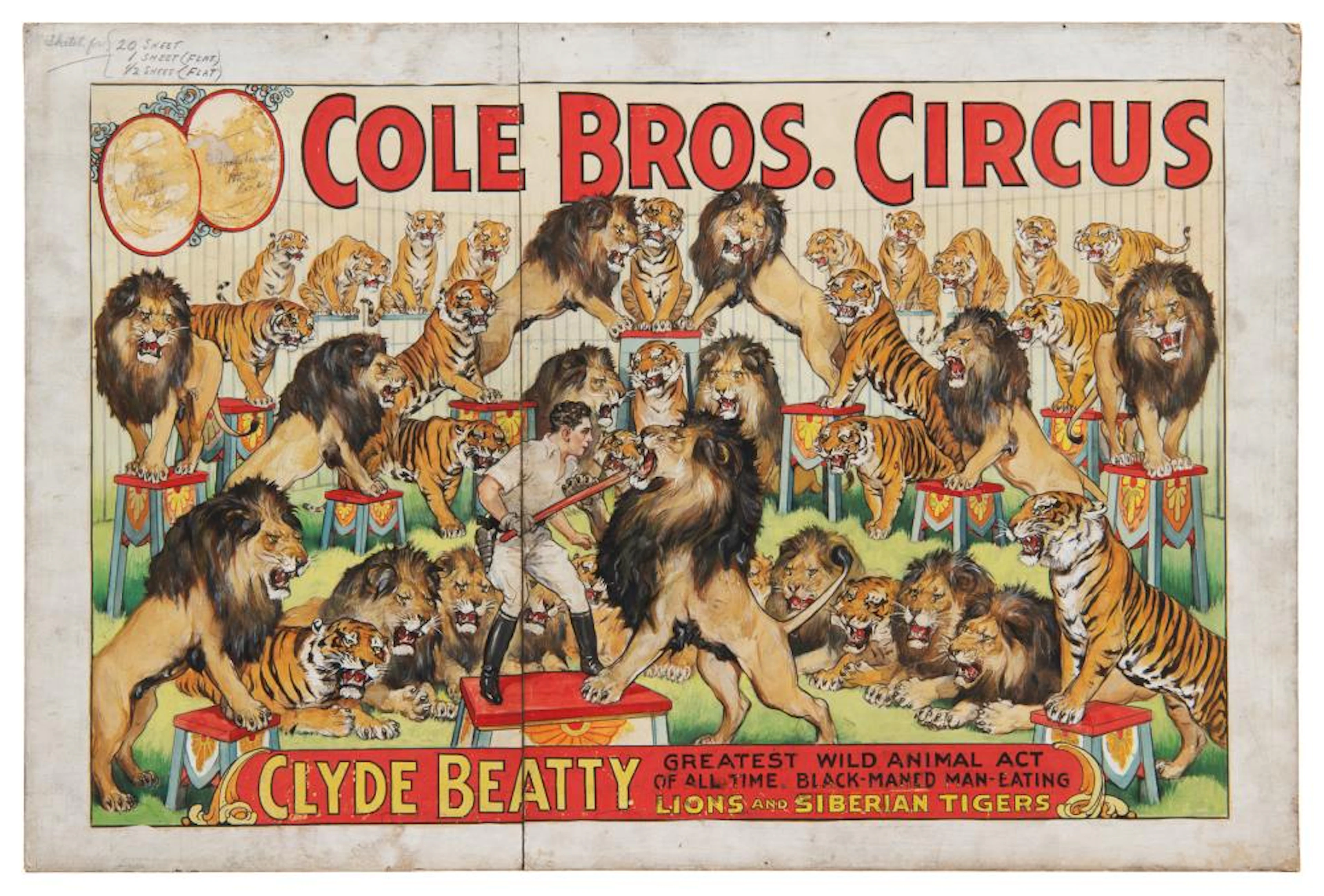 [POSTER MAQUETTE]. Cole Bros. Circus Clyde Beatty Greatest ...