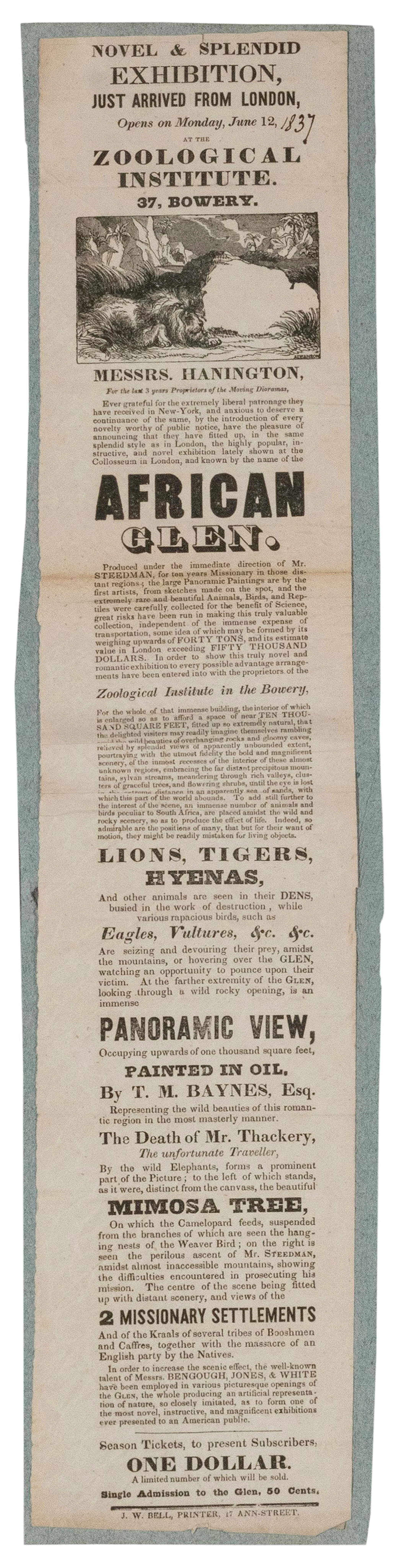 [AFRICAN ANIMALS?PANORAMA]. Novel & Splendid Exhibition / a...