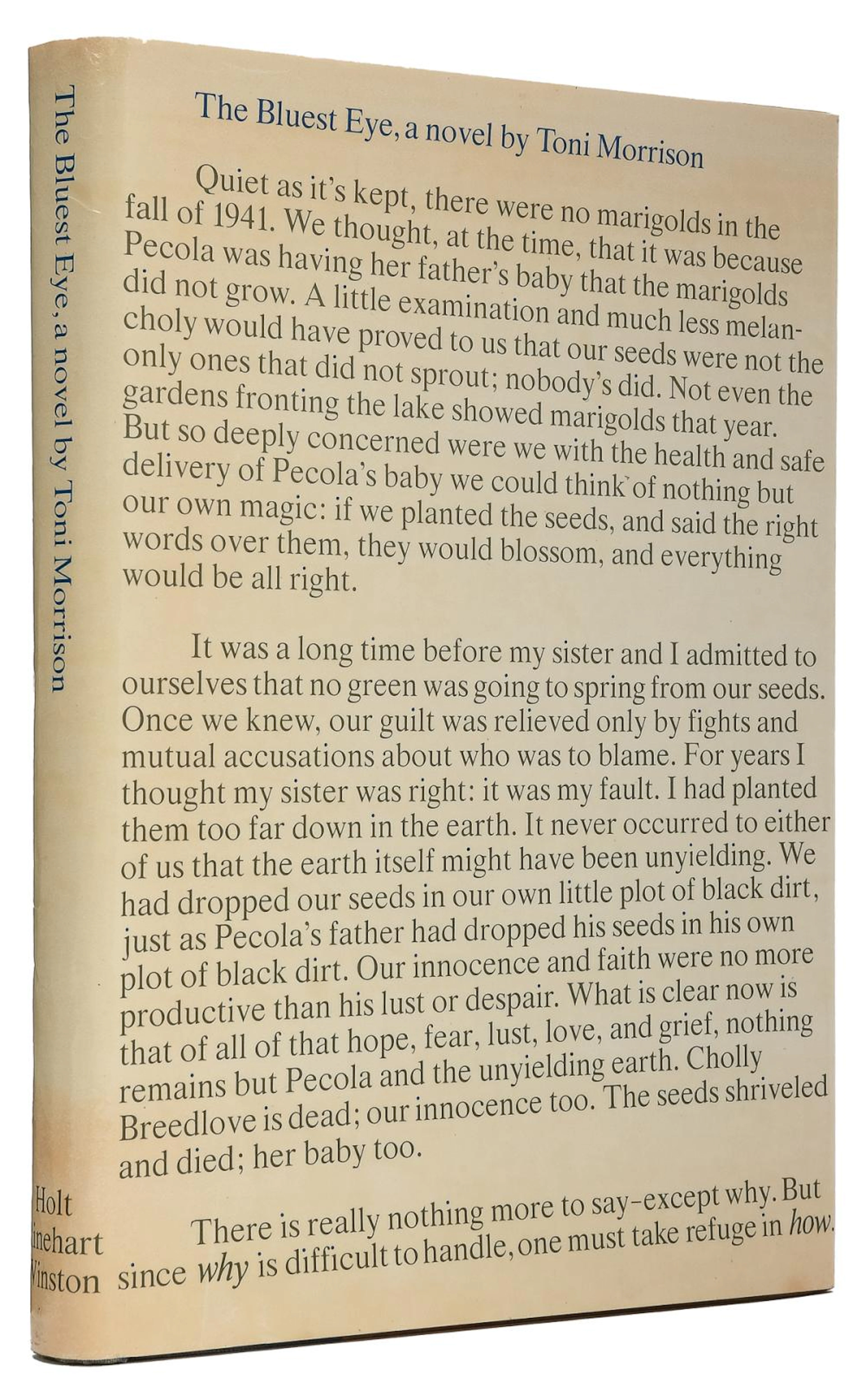 MORRISON, Toni (1931-2019). The Bluest Eye. New York, Chica...
