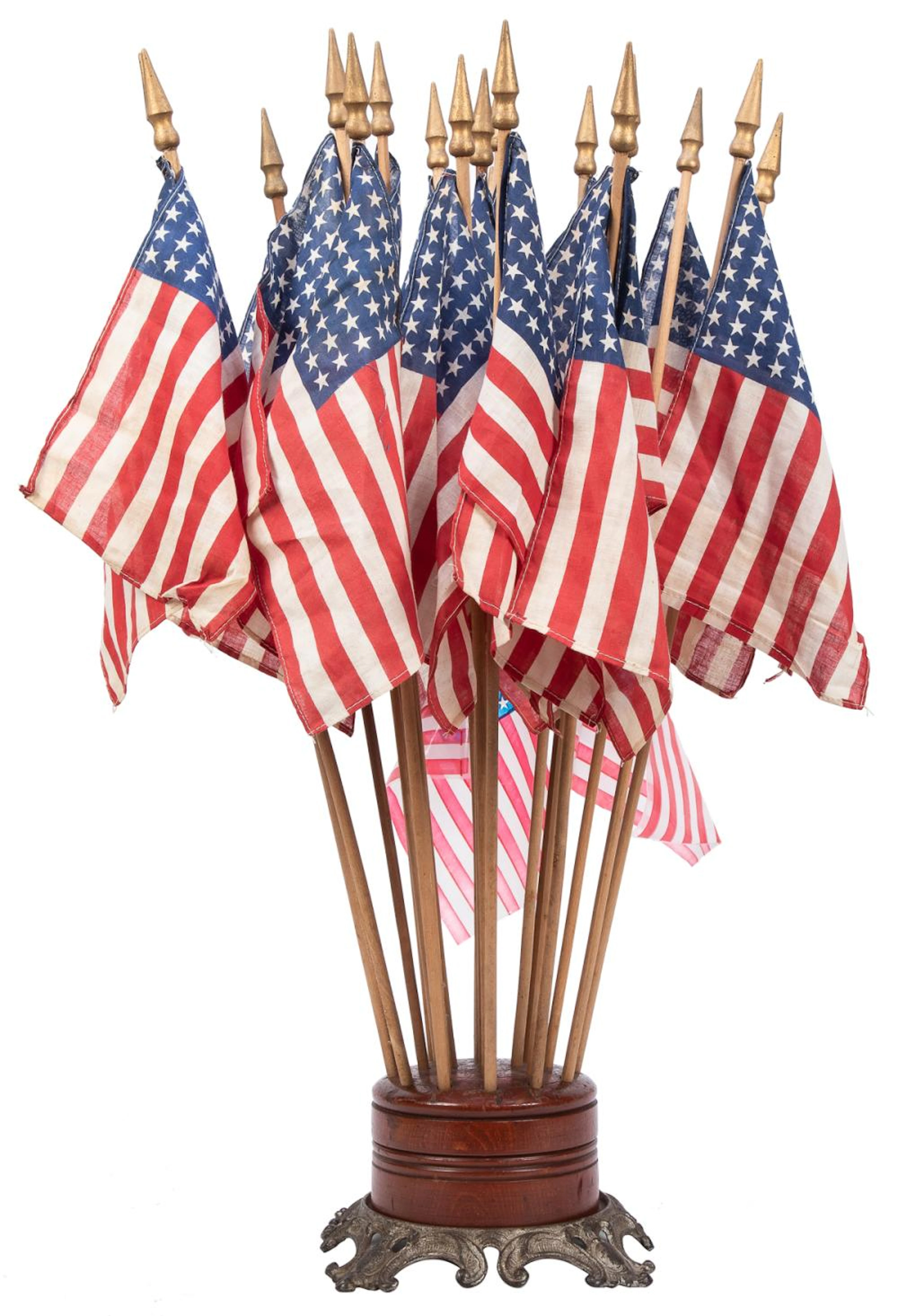 American Flag Country Store Display Stand. Circa 1930s. Woo...