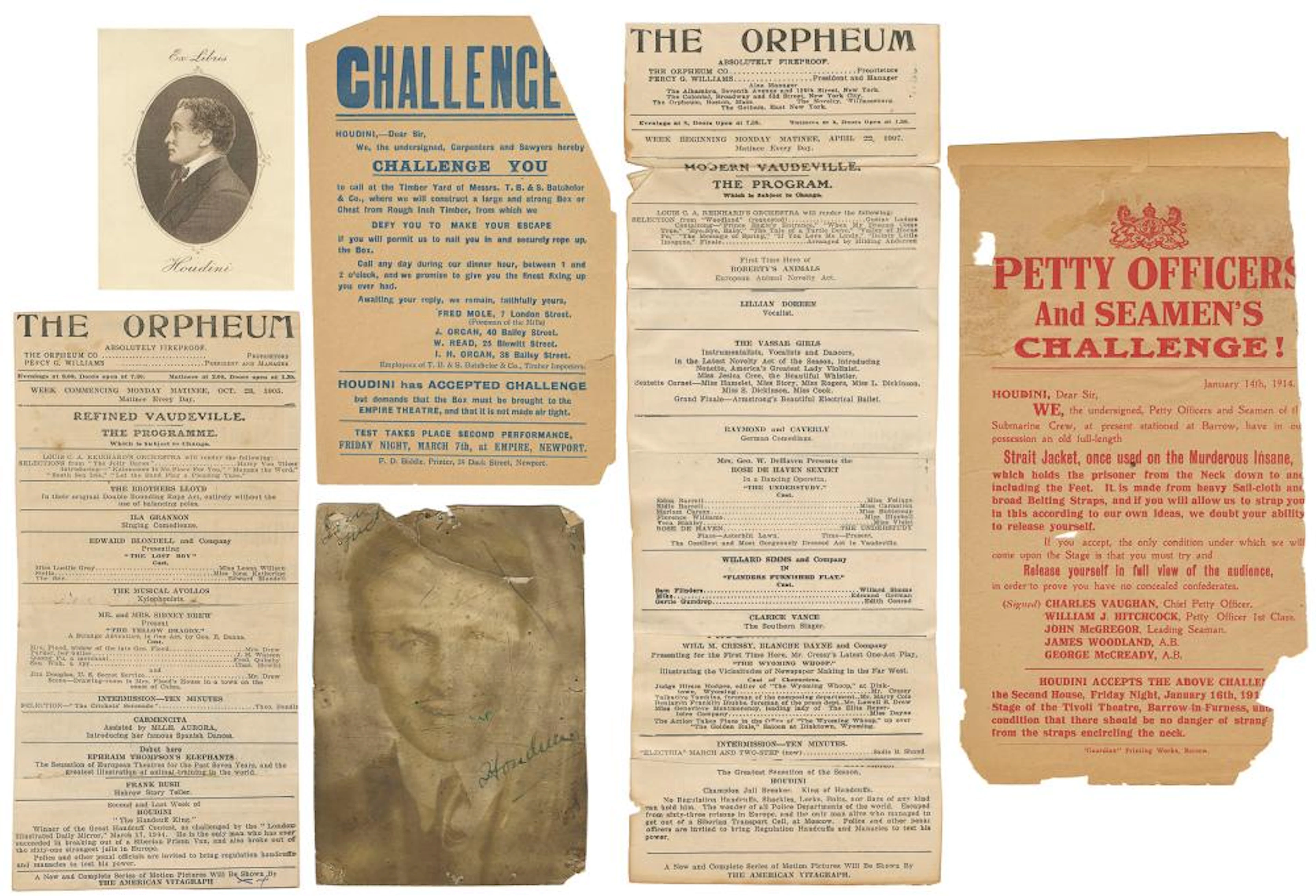 HOUDINI, Harry (Erik Weisz, 1874 ? 1926). Group of Houdini ...