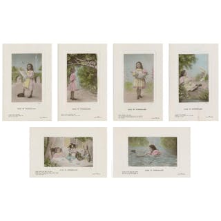 [POSTCARDS]. A group of 6 photographic Alice in Wonderland ...