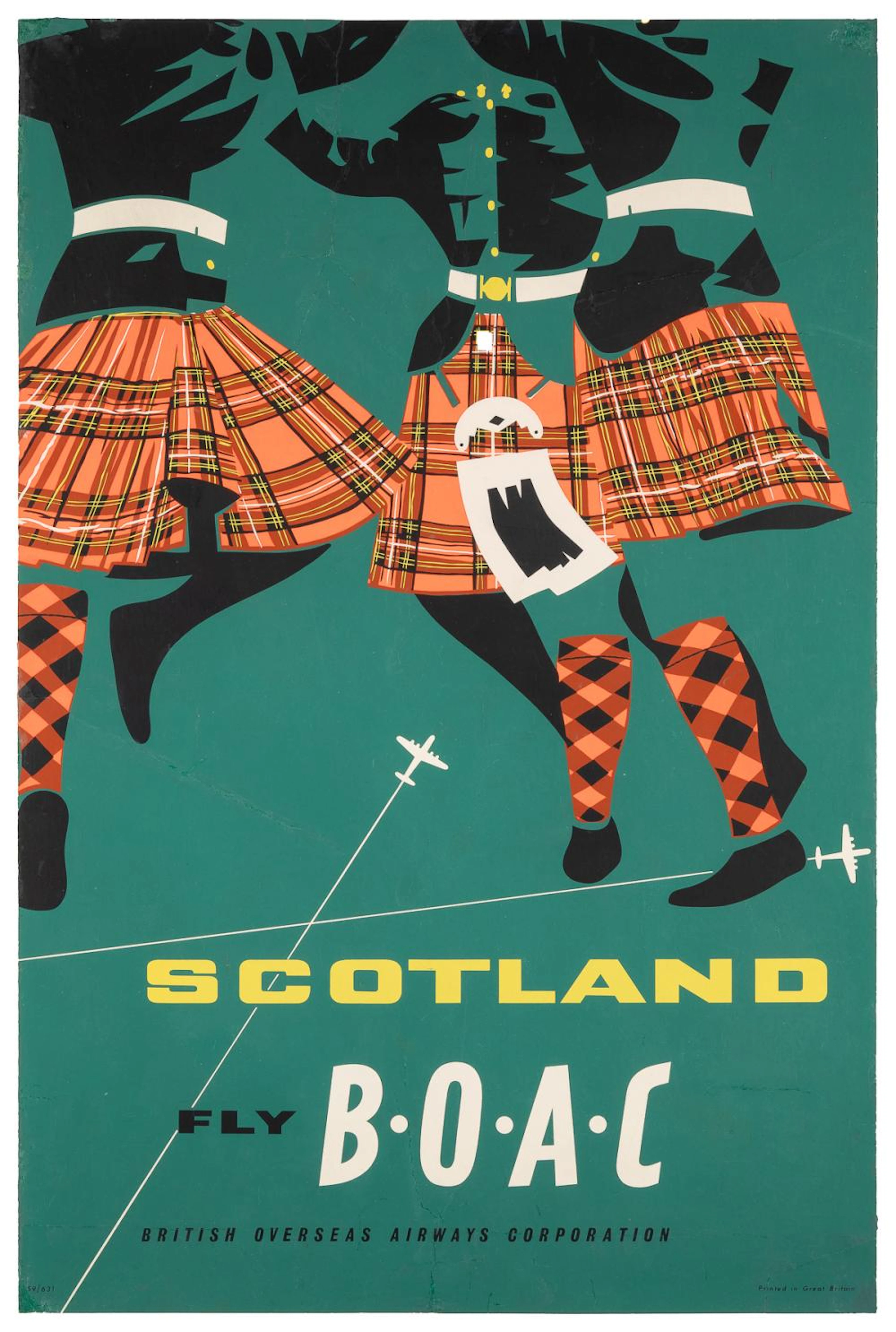 Scotland / Fly BOAC. 1959. Boldly printed silkscreen mid-ce...