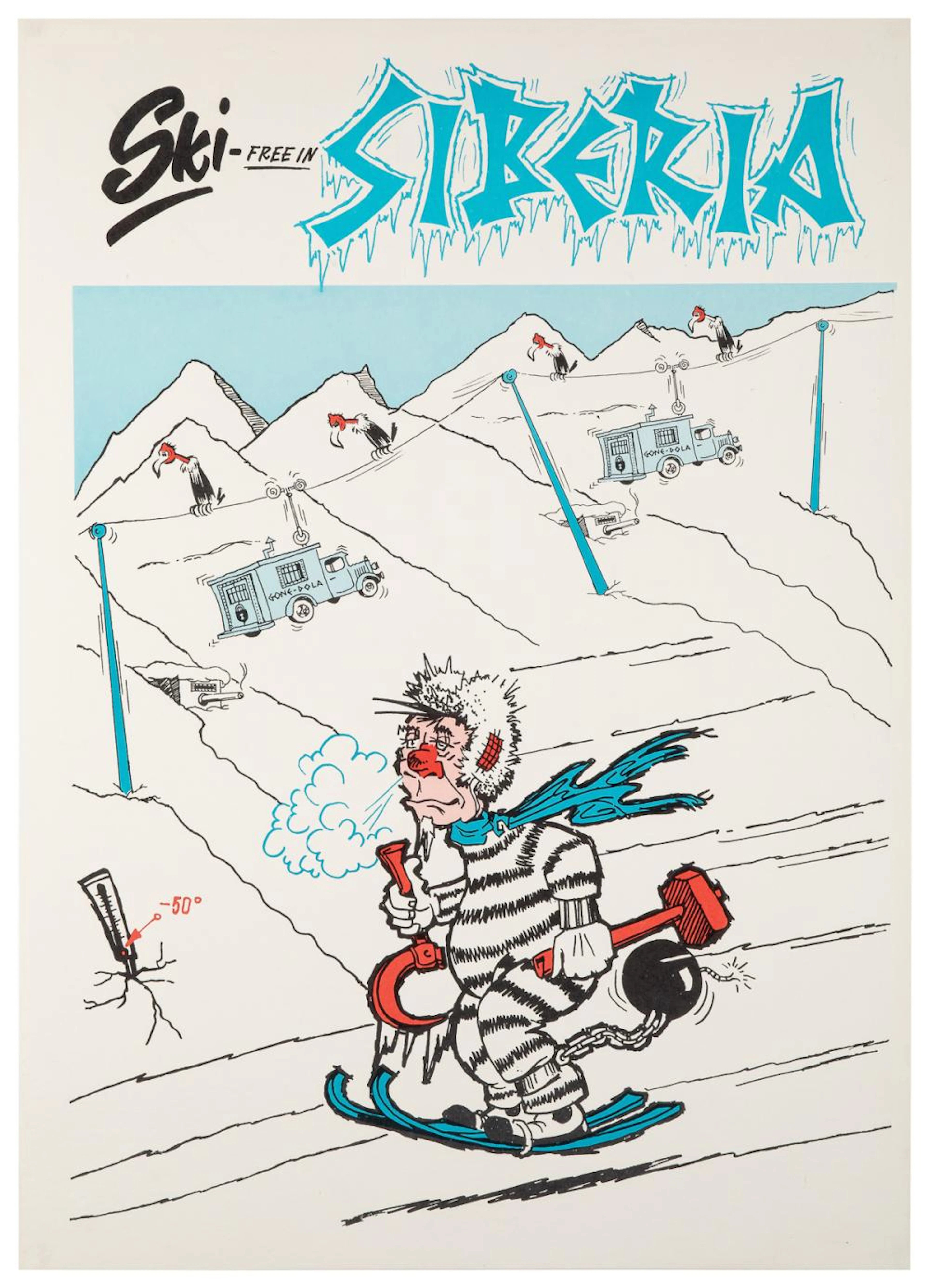 ISAACSON, Irv. Ski free in Siberia. Circa 1969. Poster sati...