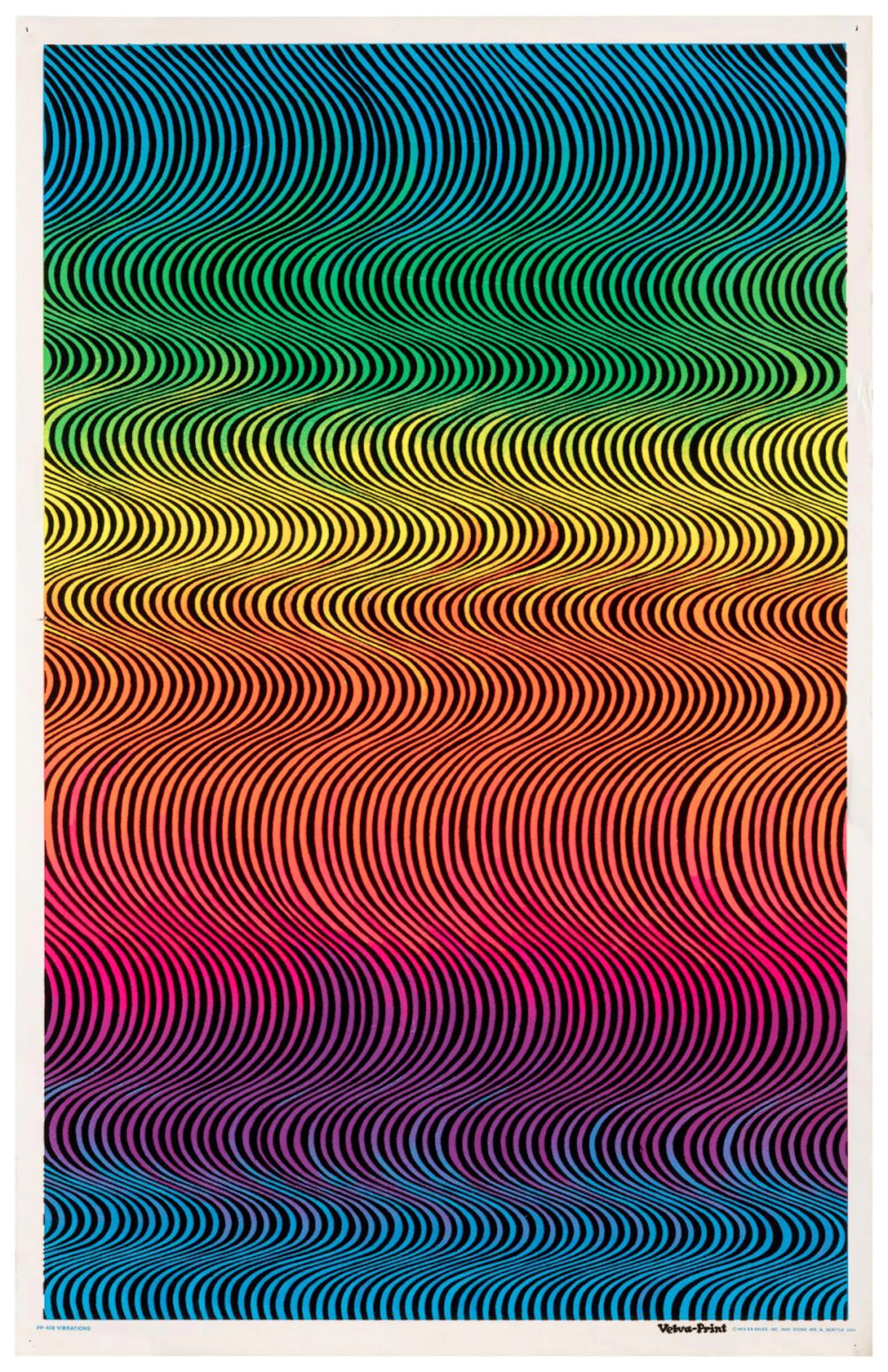Five Sixties culture blacklight posters. Circa 1960-70s. In...