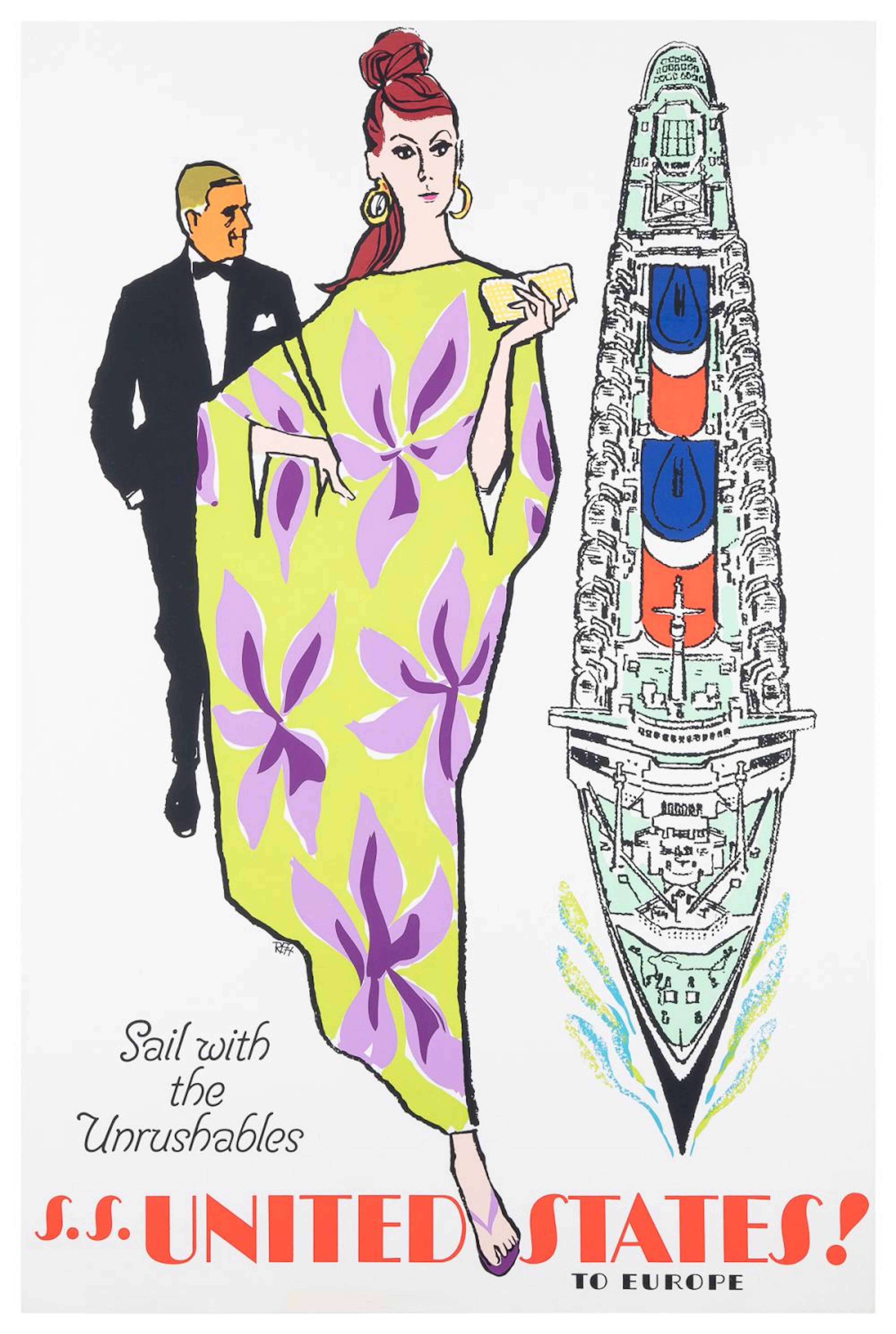 R.F.H. Two S.S. United States Posters. Circa 1950s. Two col...