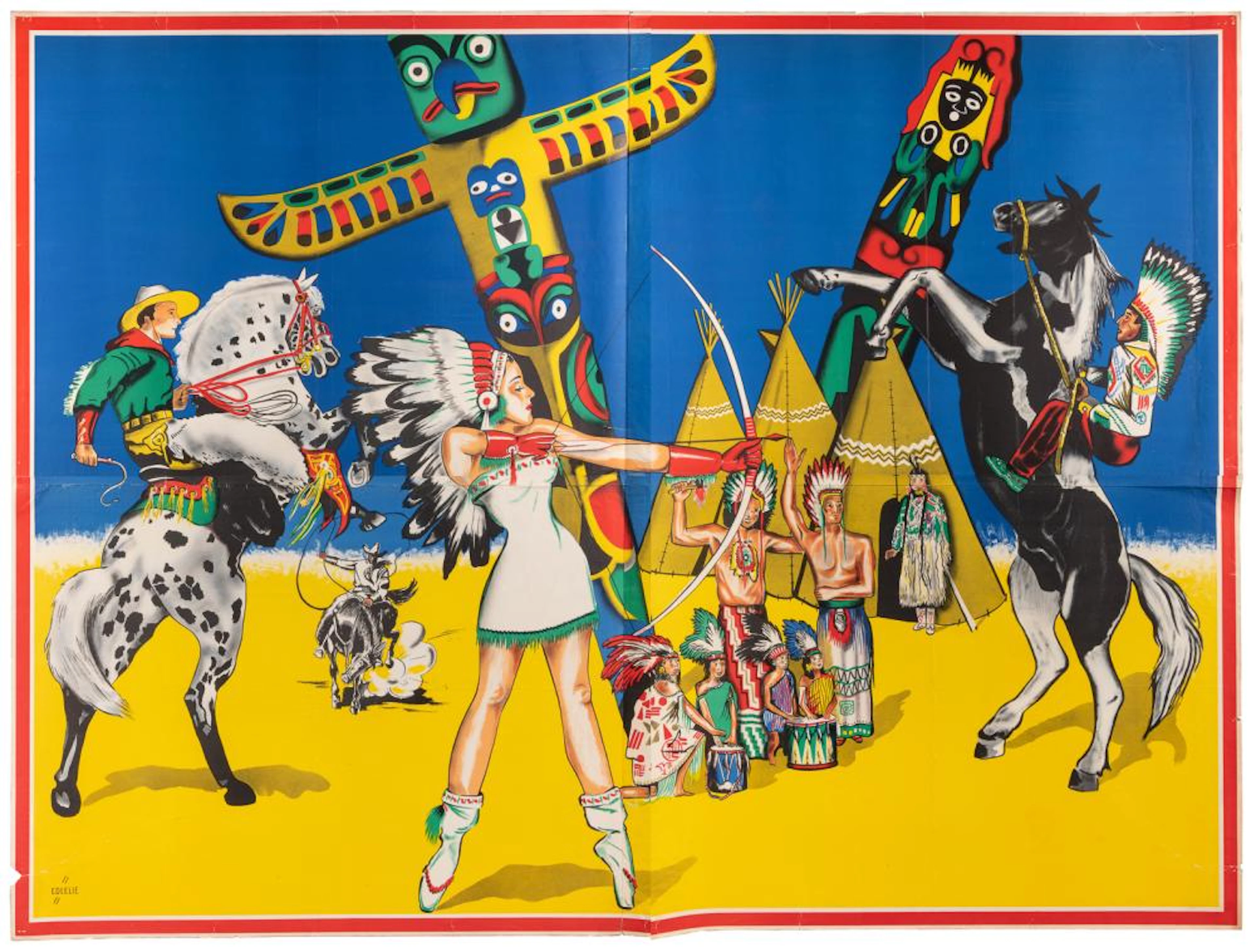 EDLELIE. Wild West show poster. Large poster depicting a Na...